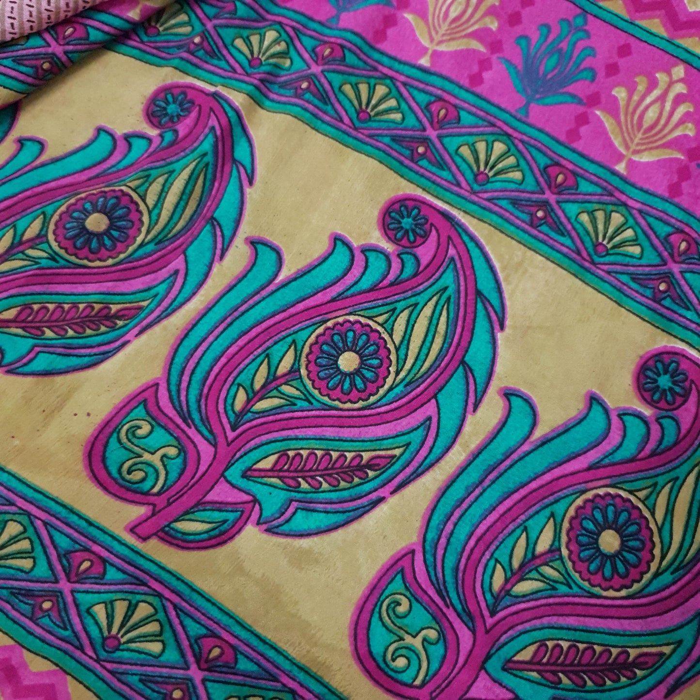 Sushila Vintage Art Silk Saree Magic Wrap Reversible Skirt Handmade Beach Dress Boho