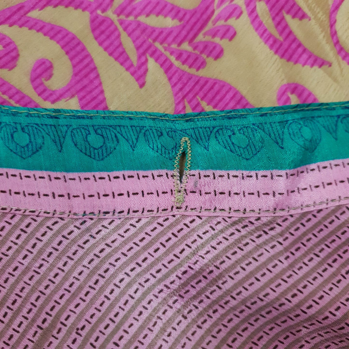 Sushila Vintage Art Silk Saree Magic Wrap Reversible Skirt Handmade Beach Dress Boho
