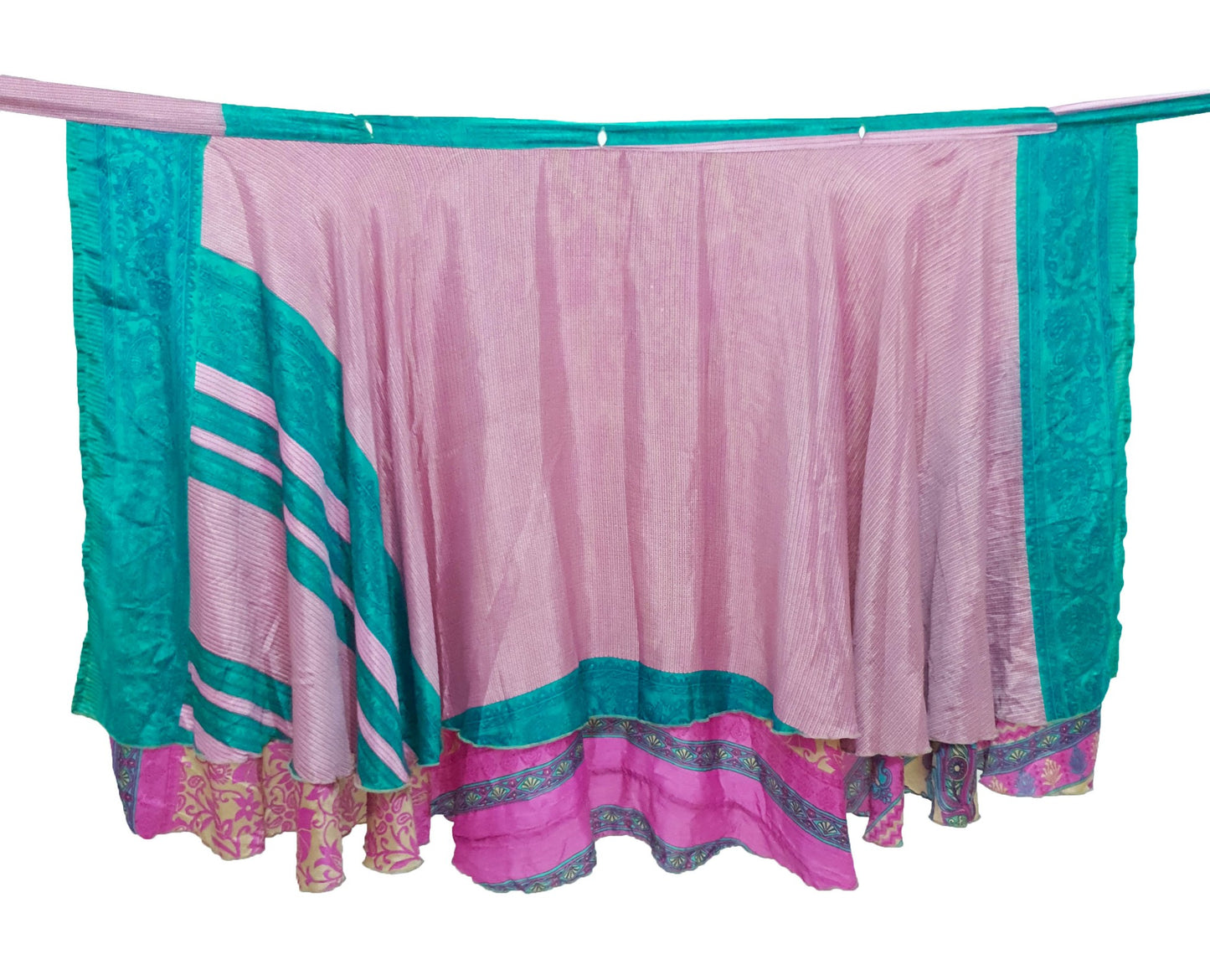 Sushila Vintage Art Silk Saree Magic Wrap Reversible Skirt Handmade Beach Dress Boho