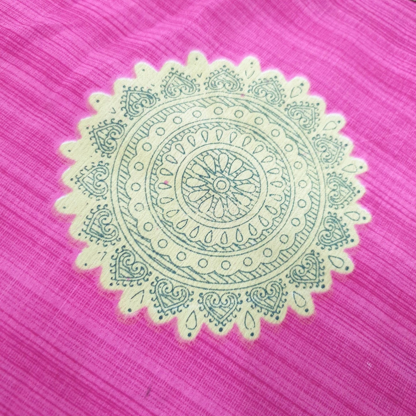 Sushila Vintage Art Silk Saree Magic Wrap Floral Pink Reversible Skirt Beach Dress