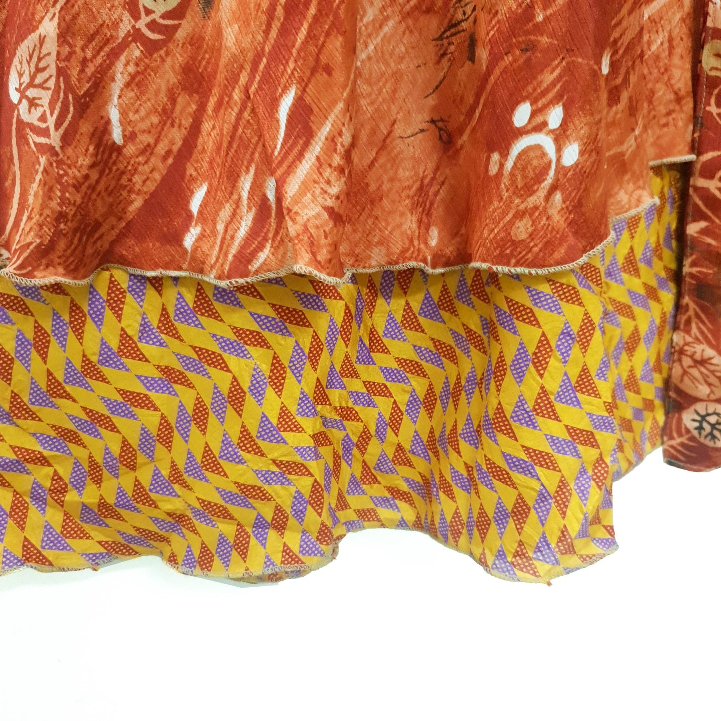 Sushila Vintage Rust Saree Magic Wrap Reversible Skirt Beach Dress Art Silk Handmade