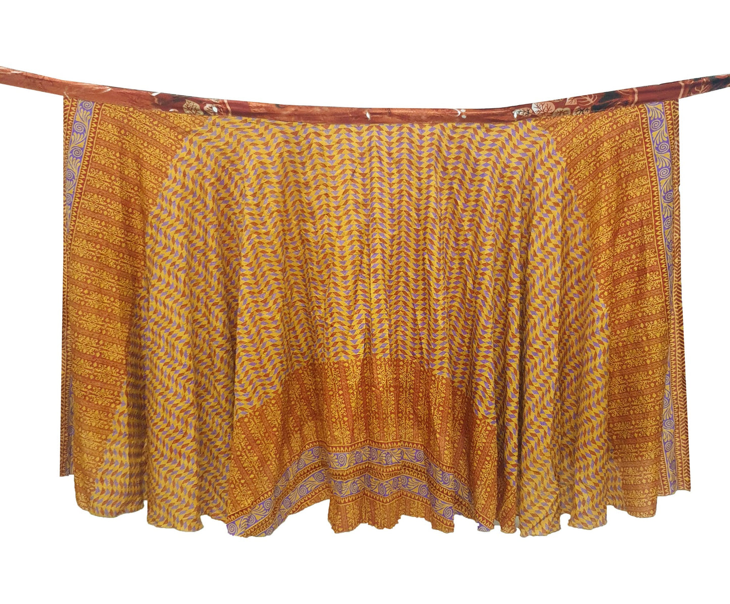 Sushila Vintage Rust Saree Magic Wrap Reversible Skirt Beach Dress Art Silk Handmade