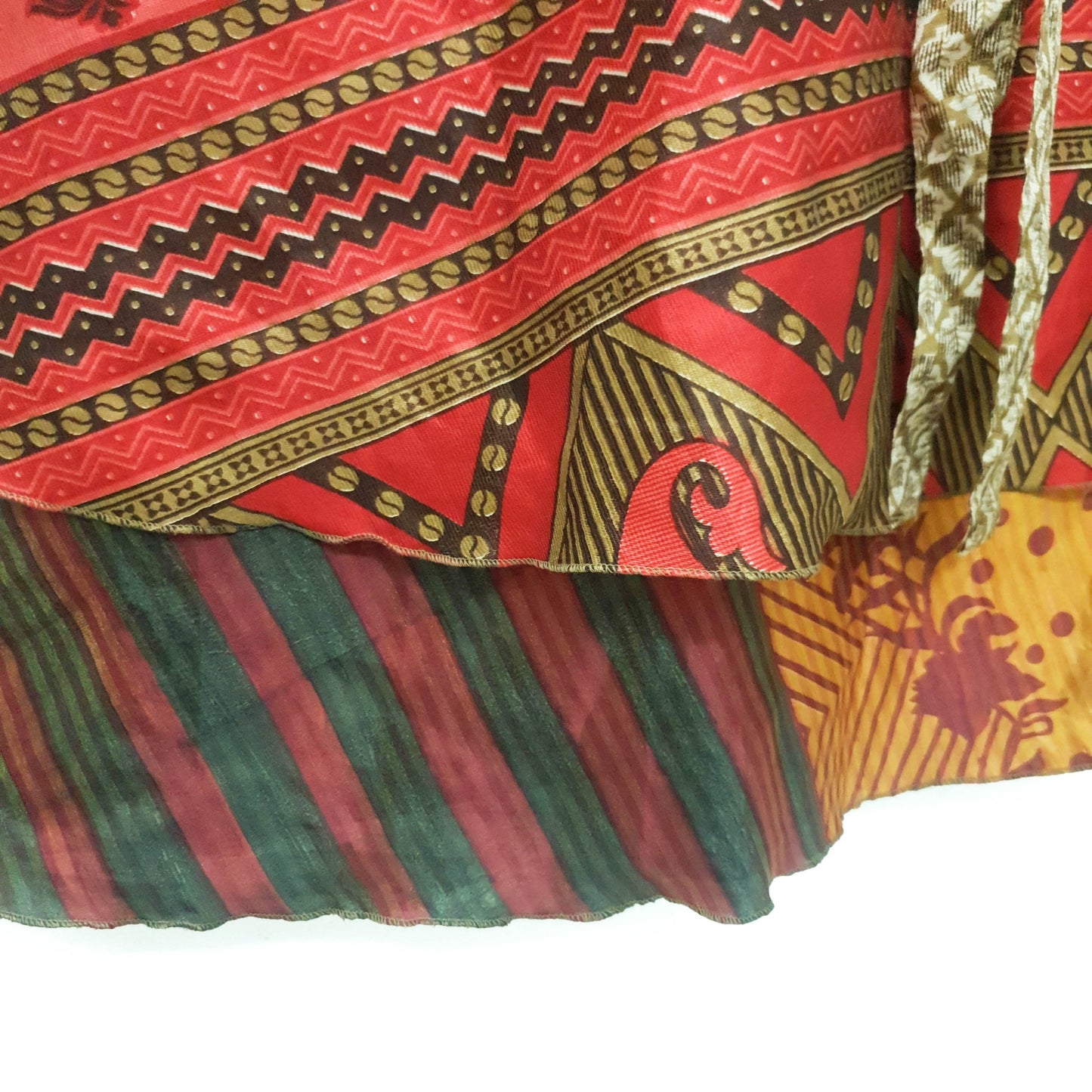 Sushila Vintage Handmade Saree Magic Wrap Reversible Skirt Art Silk Beach Dress Boho