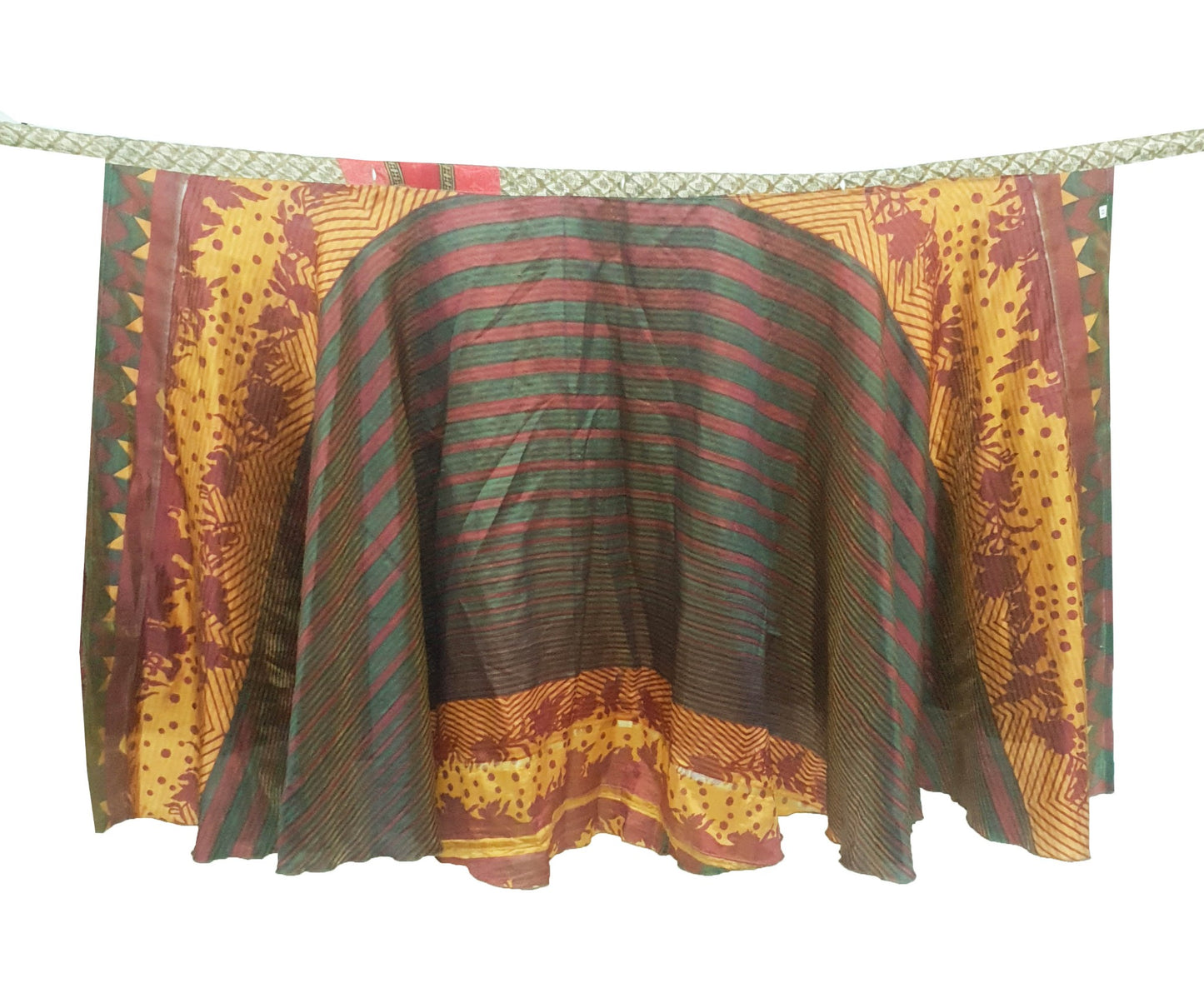 Sushila Vintage Handmade Saree Magic Wrap Reversible Skirt Art Silk Beach Dress Boho