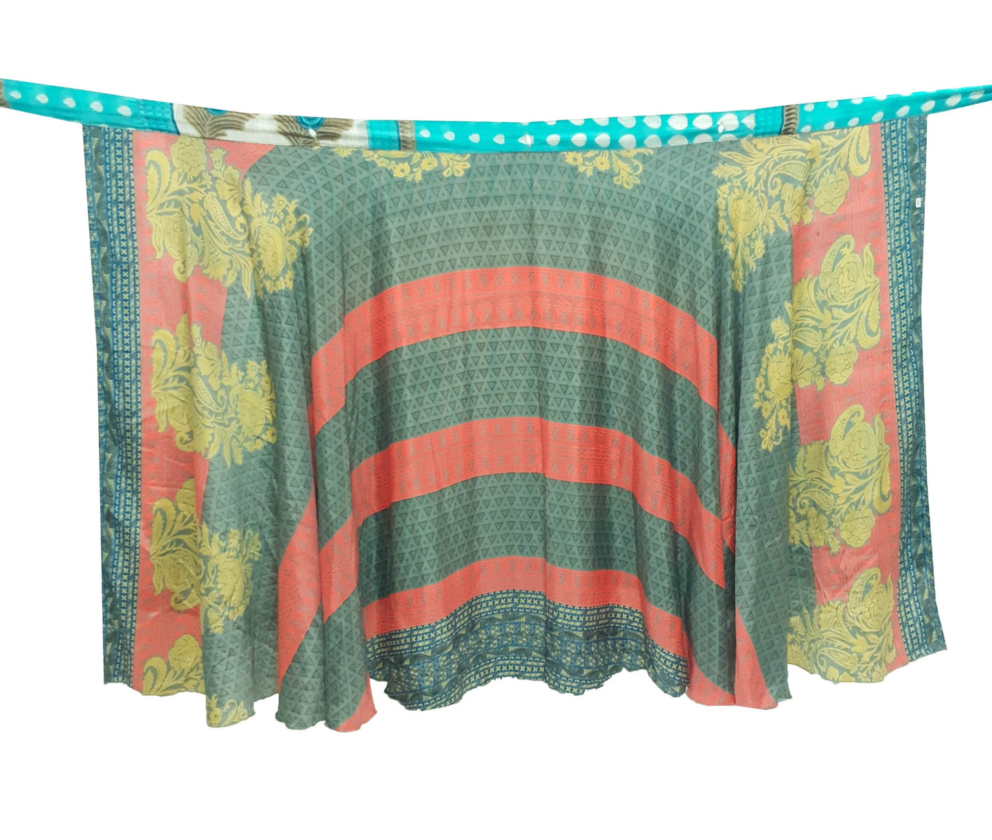 Sushila Vintage Paisley Silk Saree Magic Wrap Reversible Skirt Beach Dress Hippie