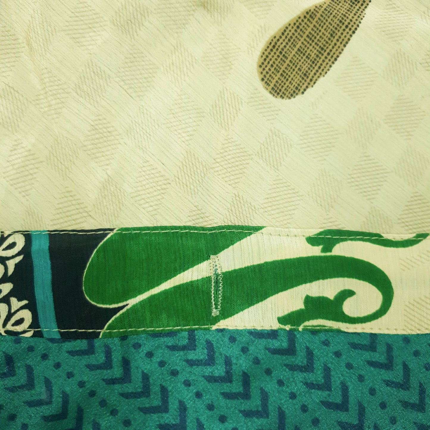 Sushila Vintage Teal Green Saree Magic Wrap Reversible Skirt Art Silk Beach Dress
