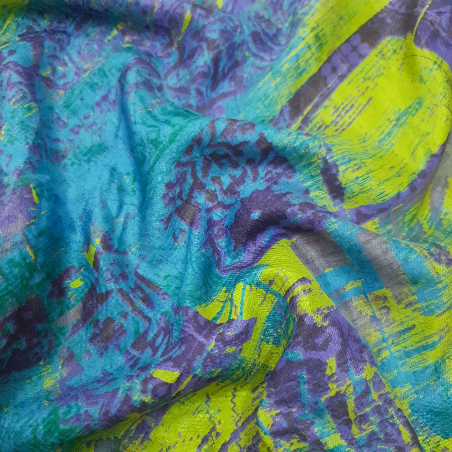 Sushila Vintage Floral Green Saree Magic Wrap Reversible Skirt Art Silk Beach Dress