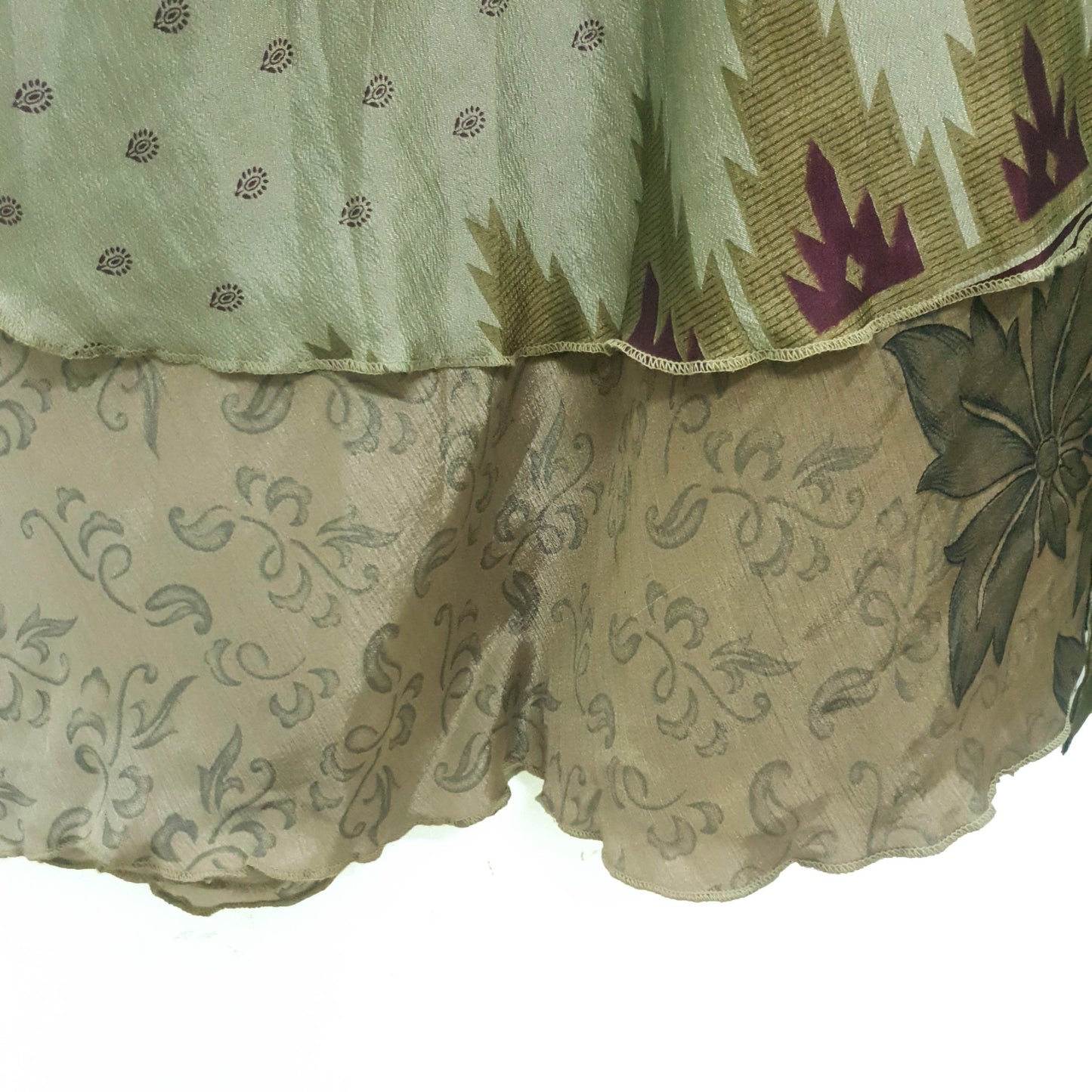 Sushila Vintage Art Silk Saree Magic Wrap Reversible Skirt Handmade Beach Dress Boho