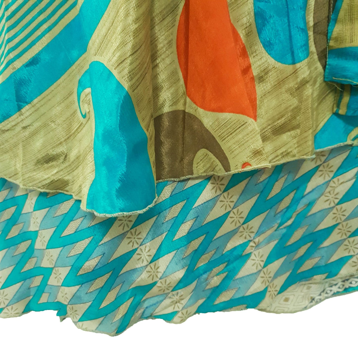 Sushila Vintage Art Silk Saree Magic Wrap Handmade Reversible Skirt Beach Dress Boho