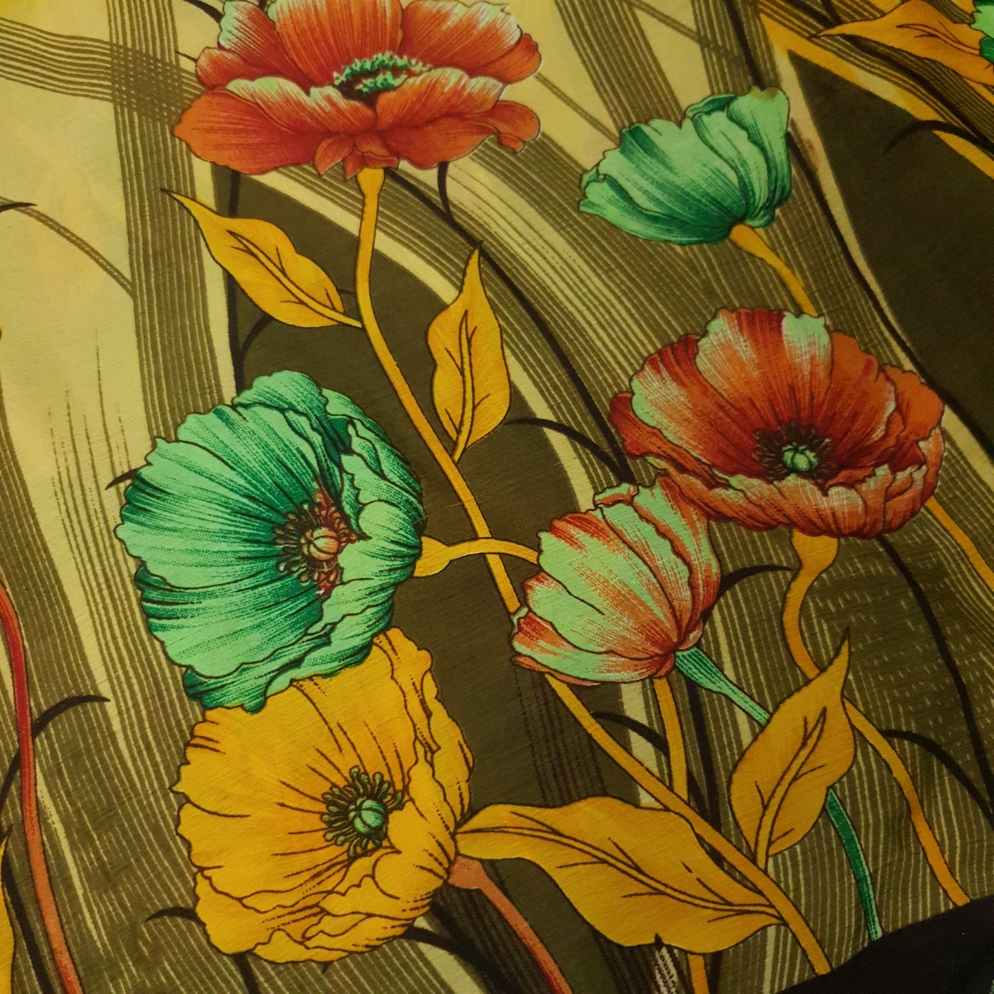 Sushila Vtg Floral Yellow Saree Magic Wrap Reversible Art Silk Skirt Beach Dress