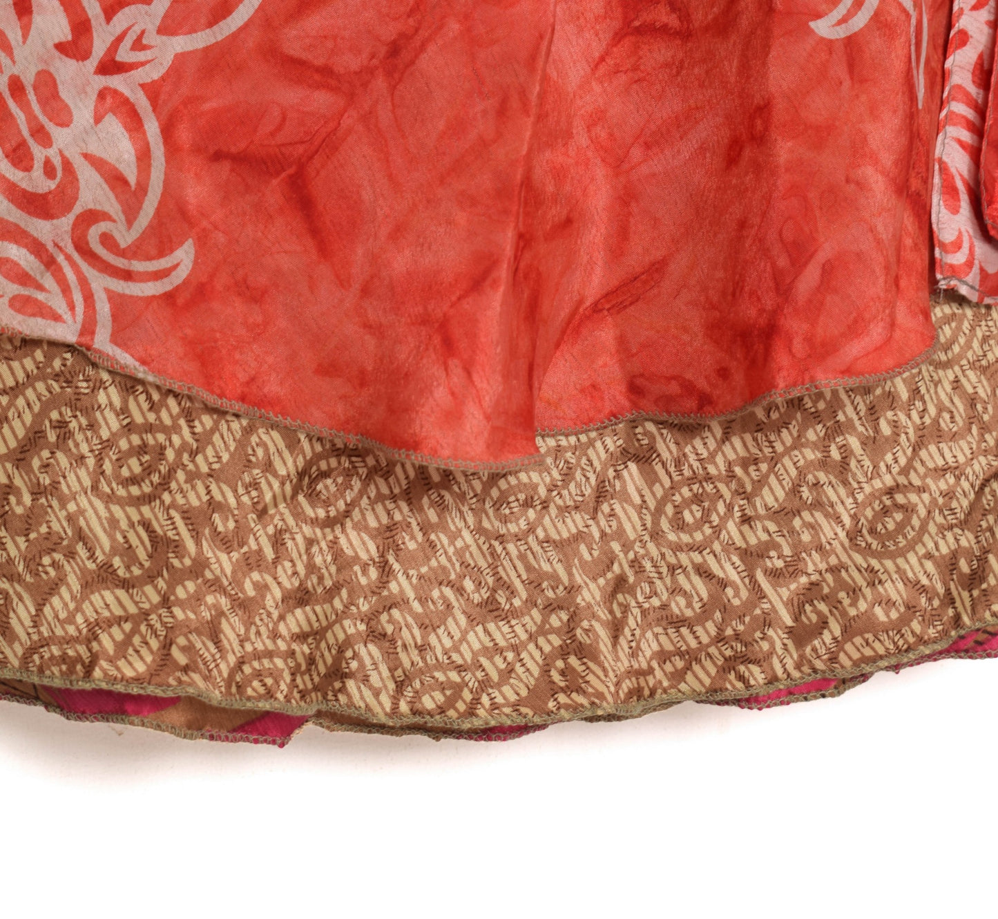 Sushila Vintage Silk Saree Magic Wrap Reversible Skirt Brown Hippie Beach Dress