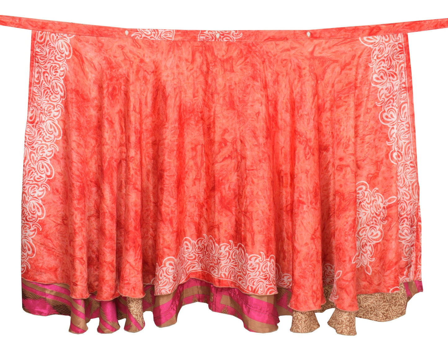 Sushila Vintage Silk Saree Magic Wrap Reversible Skirt Brown Hippie Beach Dress