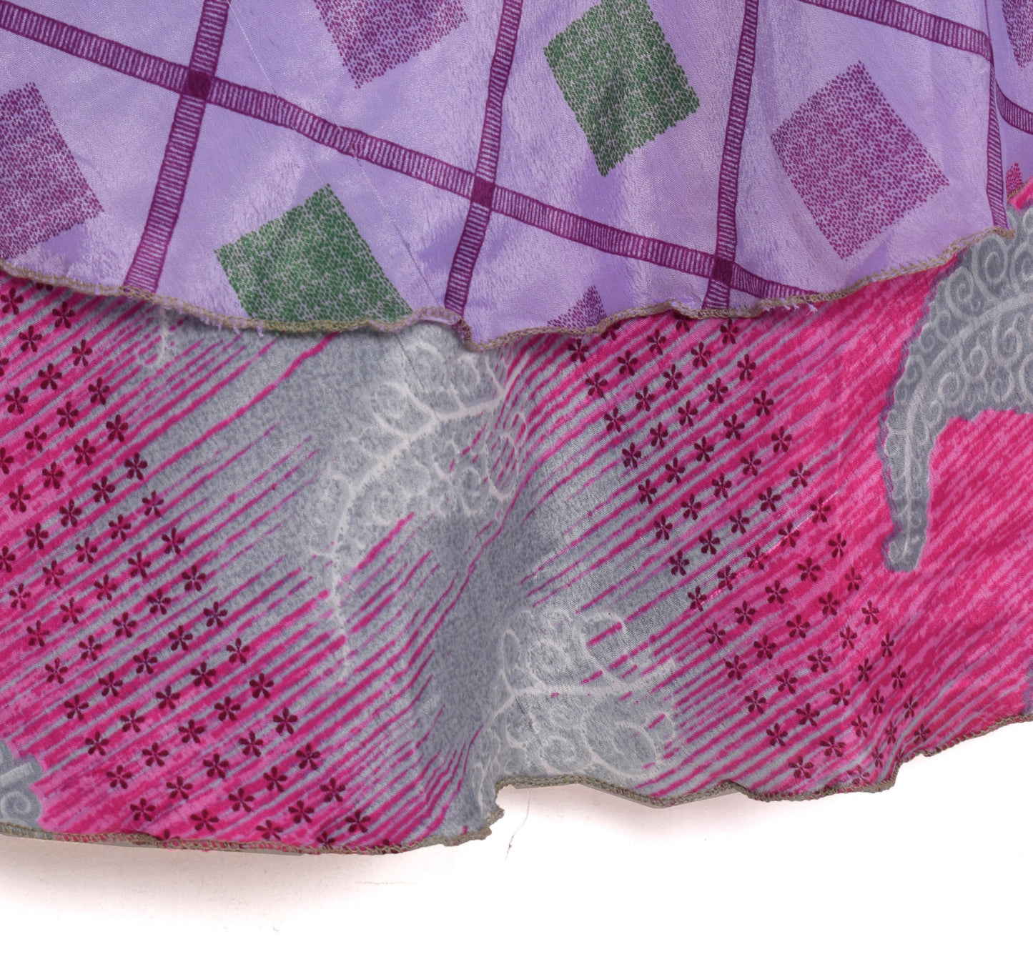 Sushila Vintage Lavender Saree Magic Wrap Reversible Skirt Beach Dress Art Silk Boho