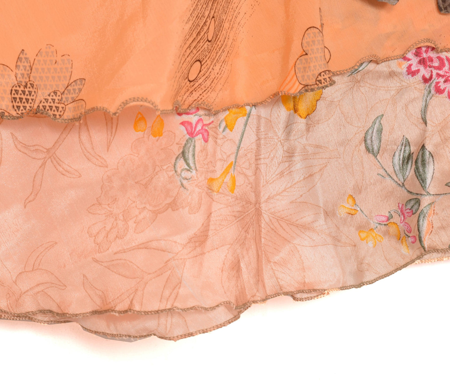 Sushila Vintage Peach Art Silk Saree Magic Wrap Reversible Skirt 2Layer Beach Dress