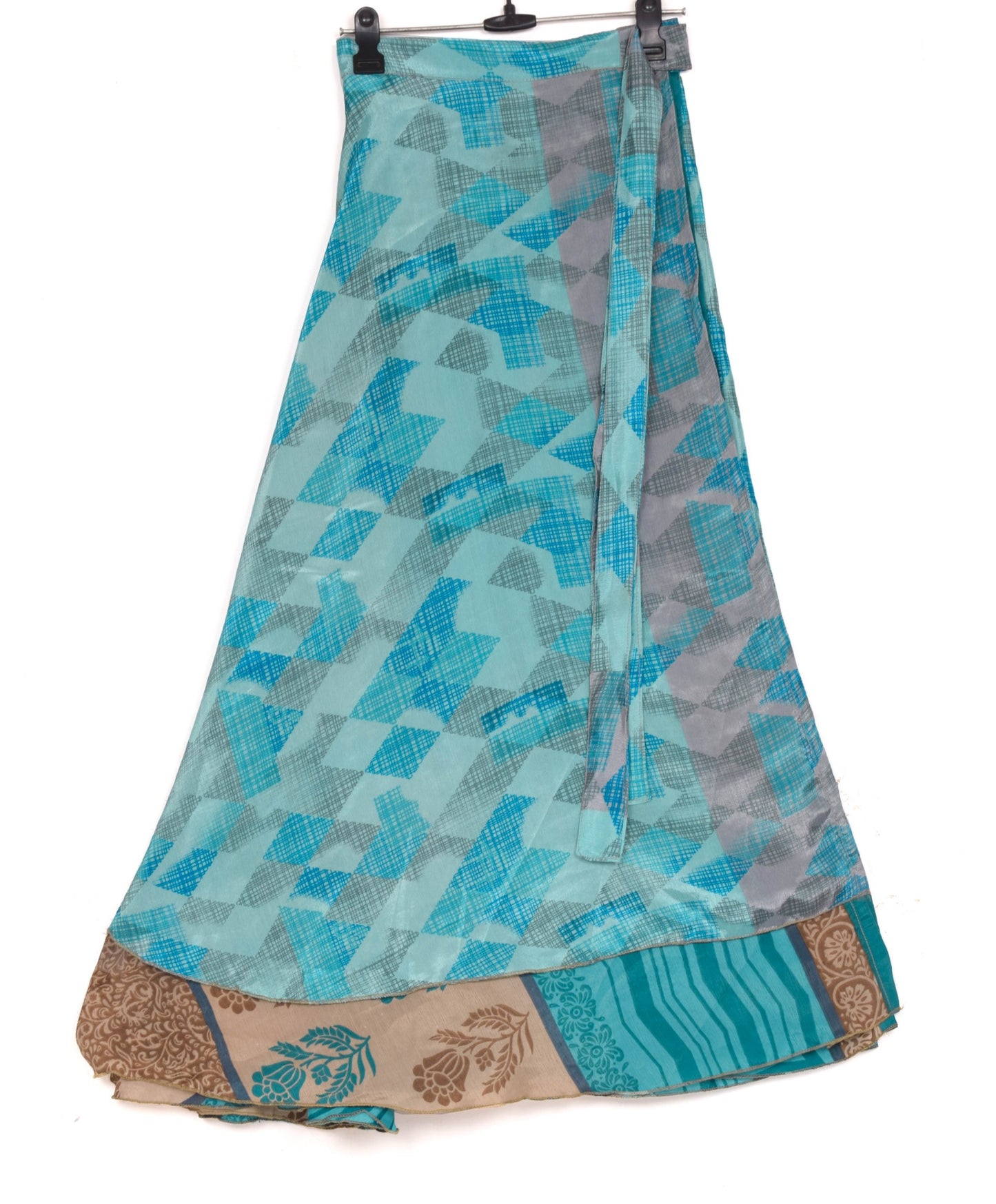 Sushila Vintage Handmade Saree Magic Wrap Reversible Skirt Beach Dress Art Silk Boho