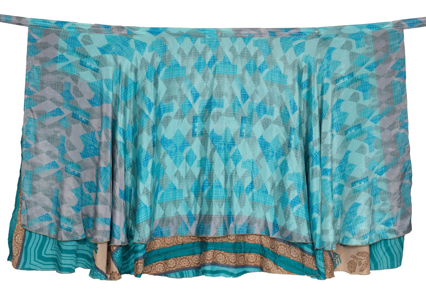Sushila Vintage Handmade Saree Magic Wrap Reversible Skirt Beach Dress Art Silk Boho