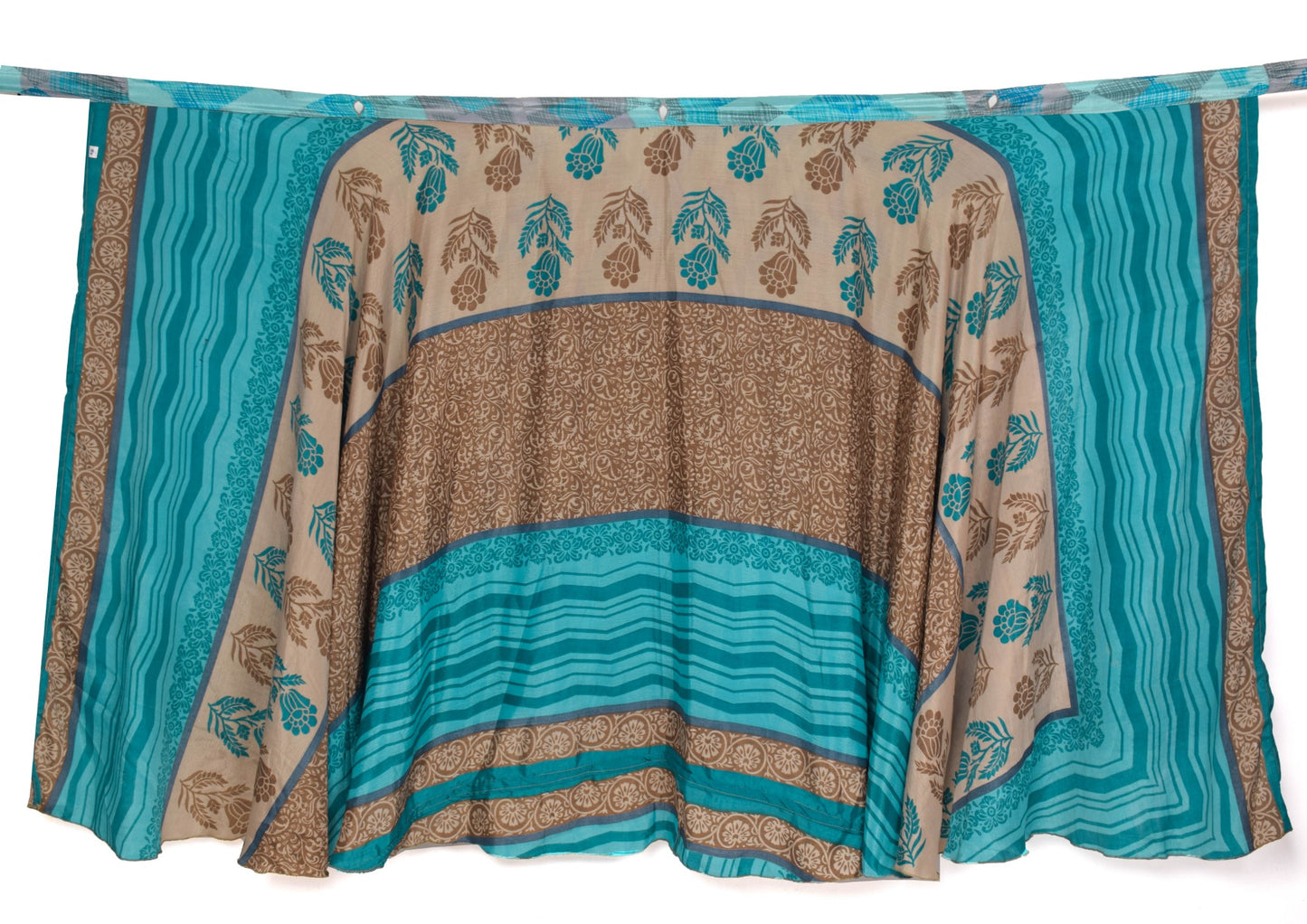 Sushila Vintage Handmade Saree Magic Wrap Reversible Skirt Beach Dress Art Silk Boho