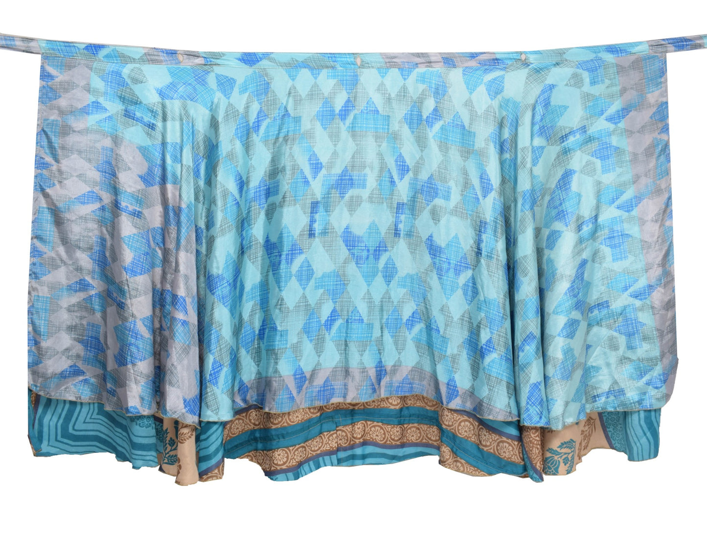Sushila Vintage Handmade Saree Magic Wrap Reversible Skirt Beach Dress Art Silk Boho