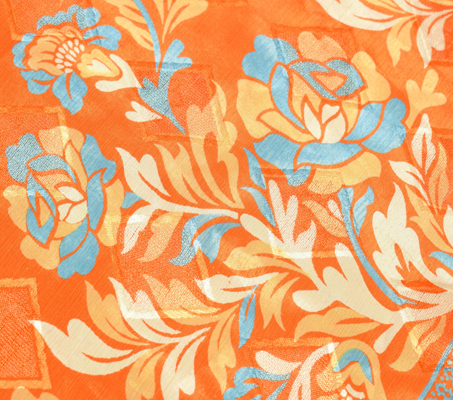 Sushila Vintage Art Silk Saree Orange Magic Wrap Reversible Skirt Beach Dress Hippie
