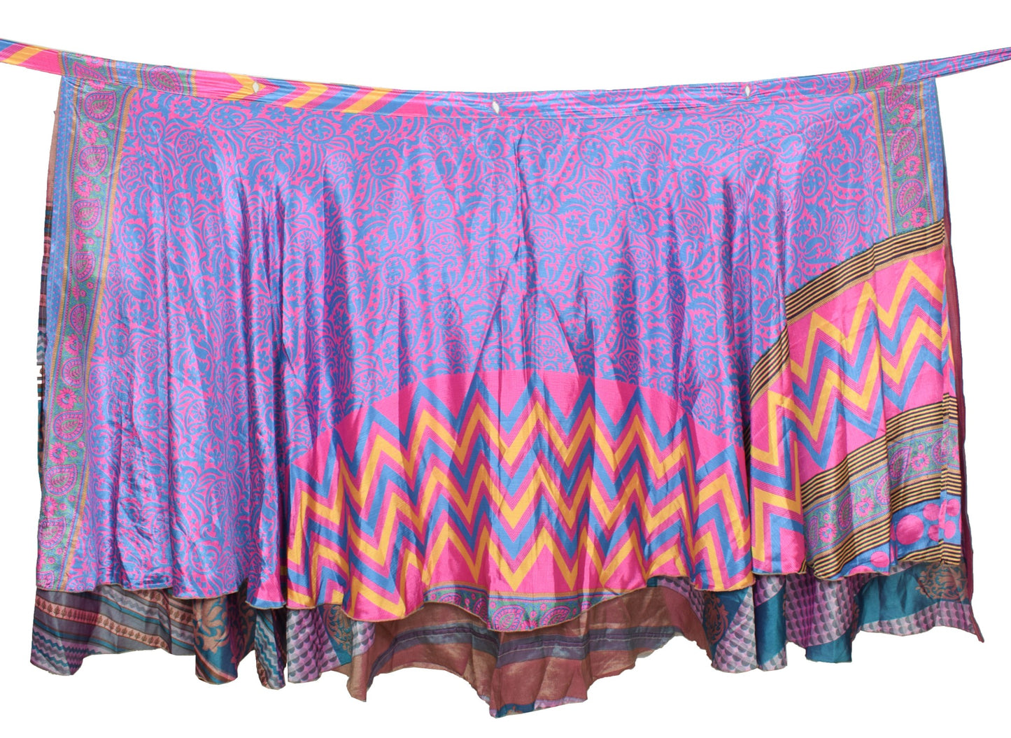 Sushila Vintage Art Silk Saree Magic Wrap Reversible Skirt Handmade Beach Dress Boho