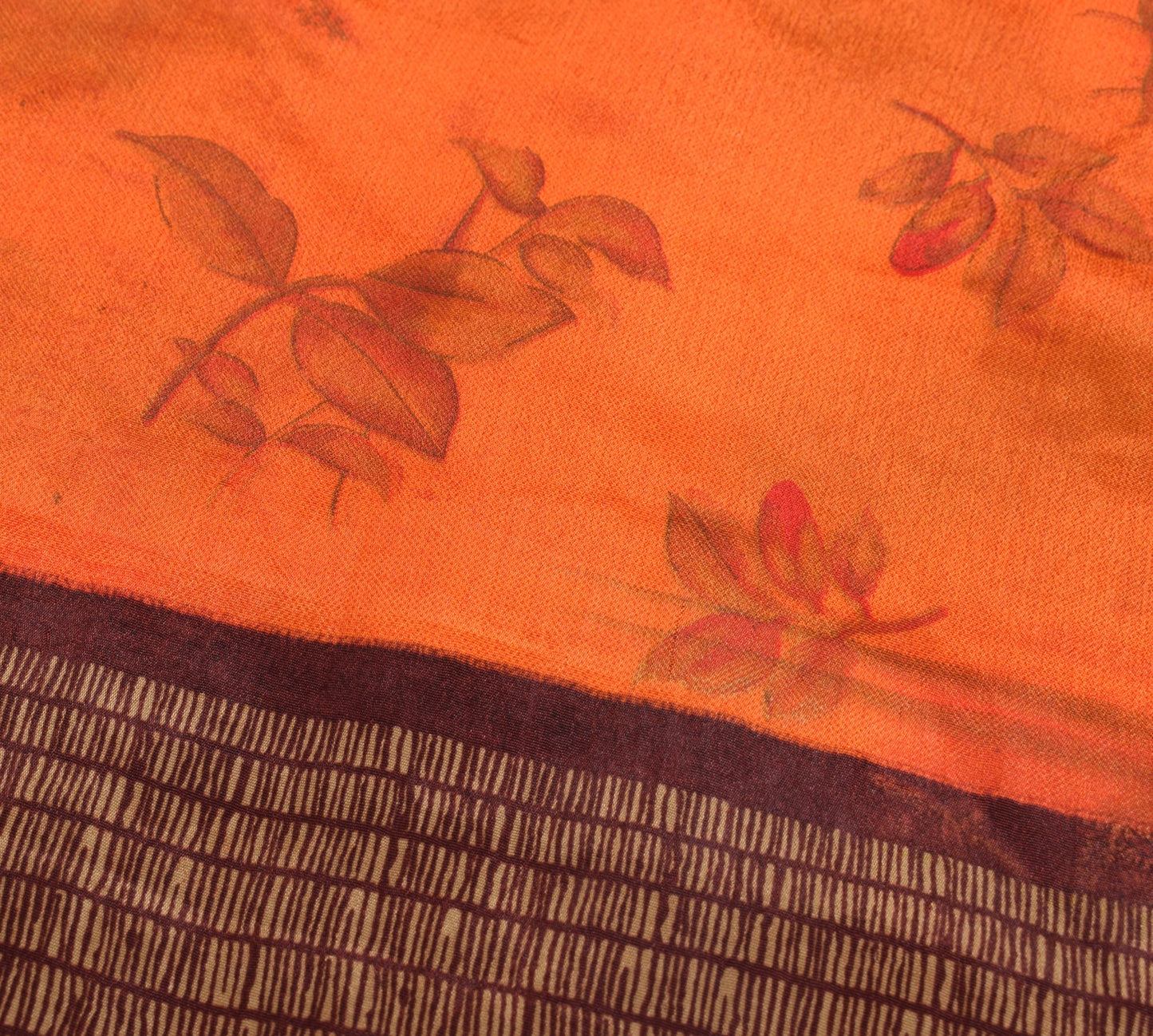 Sushila Vintage Art Silk Saree Magic Wrap Reversible Skirt Beach Dress Orange Boho
