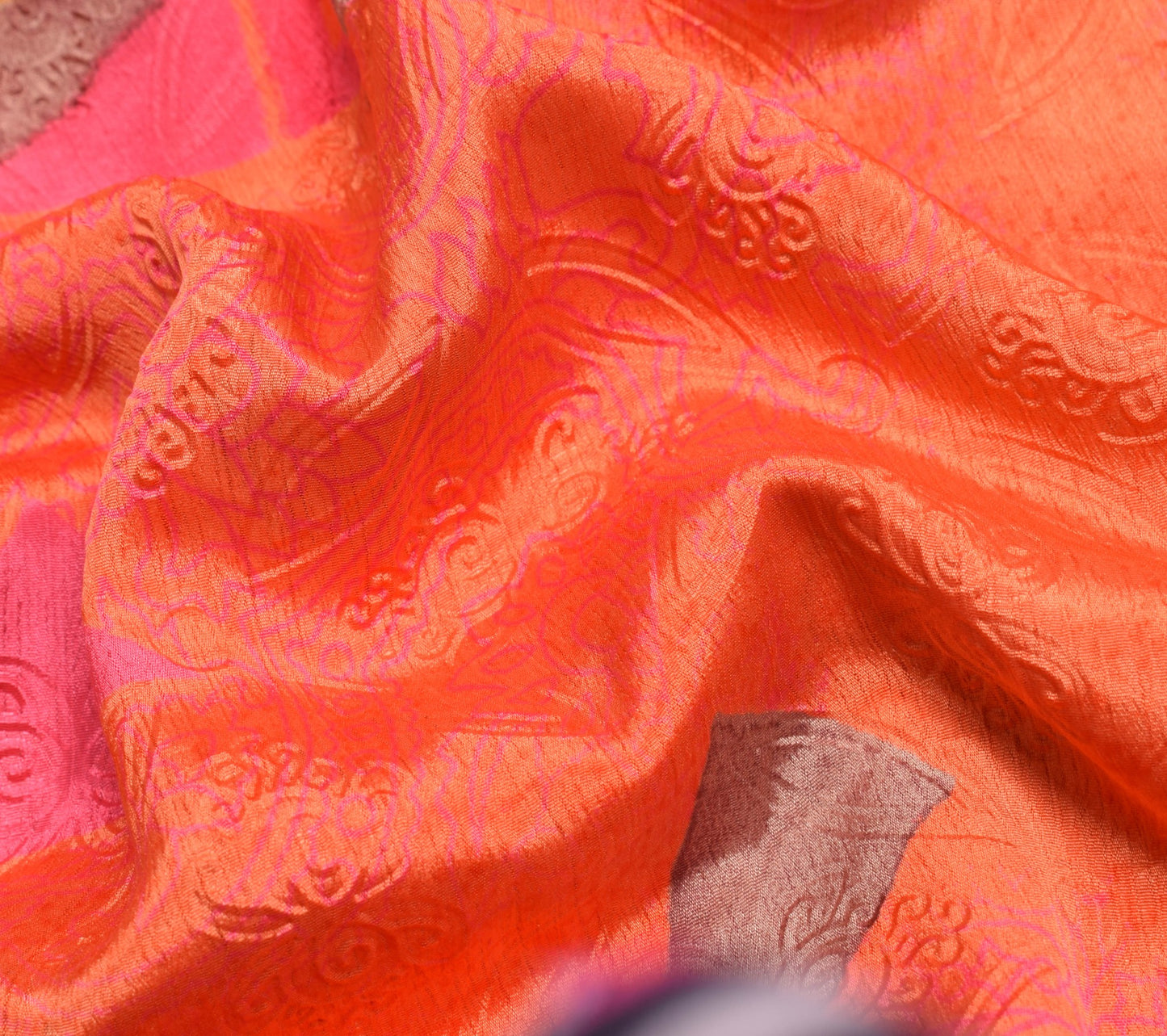 Sushila Vintage Art Silk Saree Magic Wrap Reversible Skirt Beach Dress Orange Boho