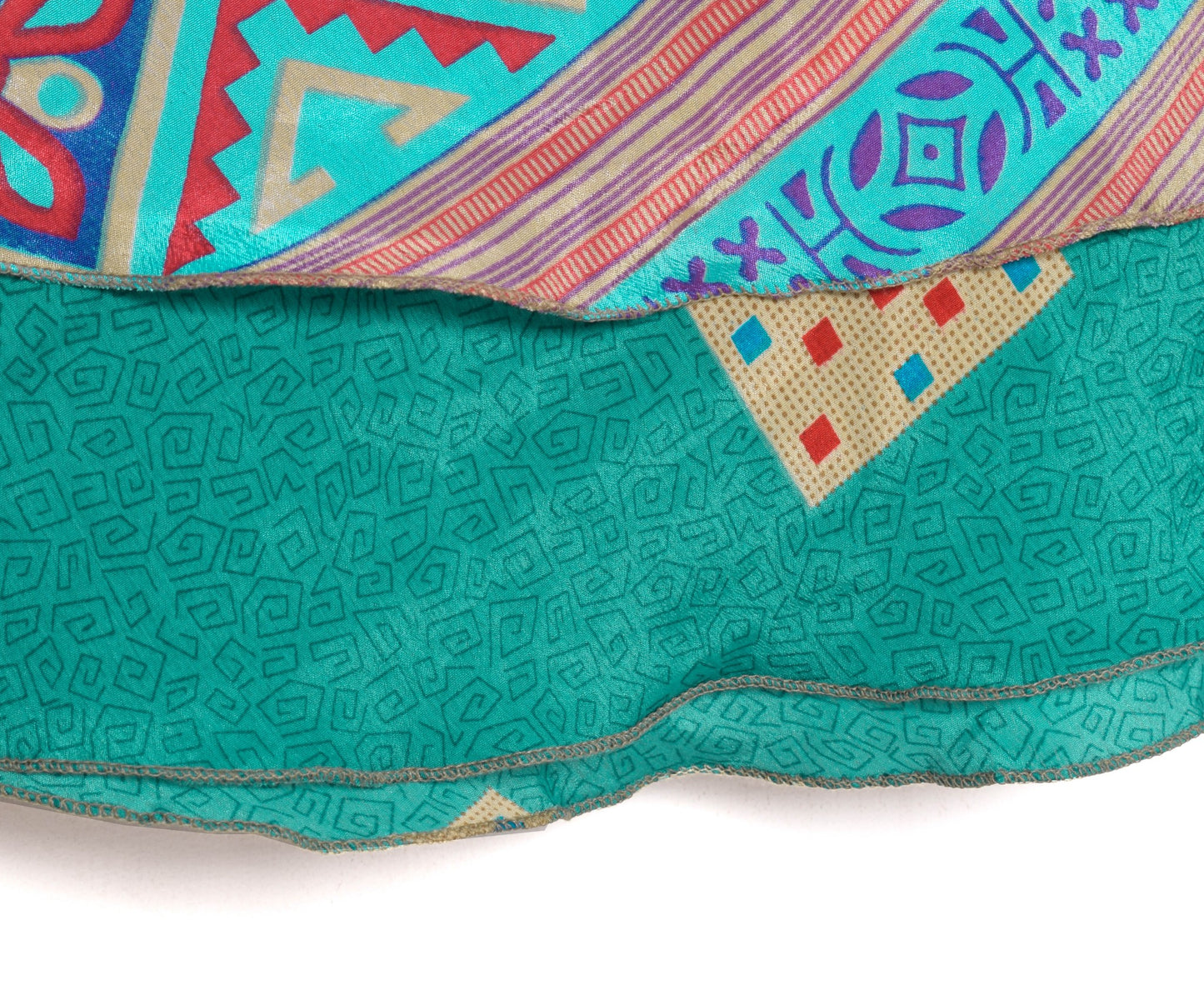 Sushila Vintage Aqua Green Art Silk Saree Magic Wrap Reversible Skirt Beach Dress