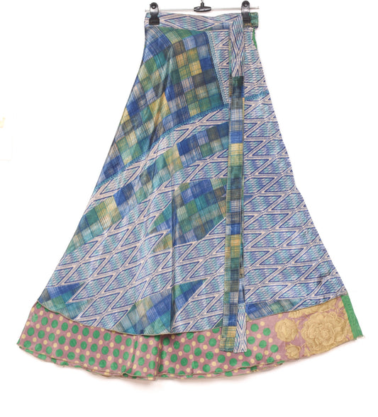 Sushila Vintage Mauve Saree Magic Wrap Reversible Skirt Beach Dress Art Silk Hippie