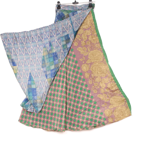 Sushila Vintage Mauve Saree Magic Wrap Reversible Skirt Beach Dress Art Silk Hippie