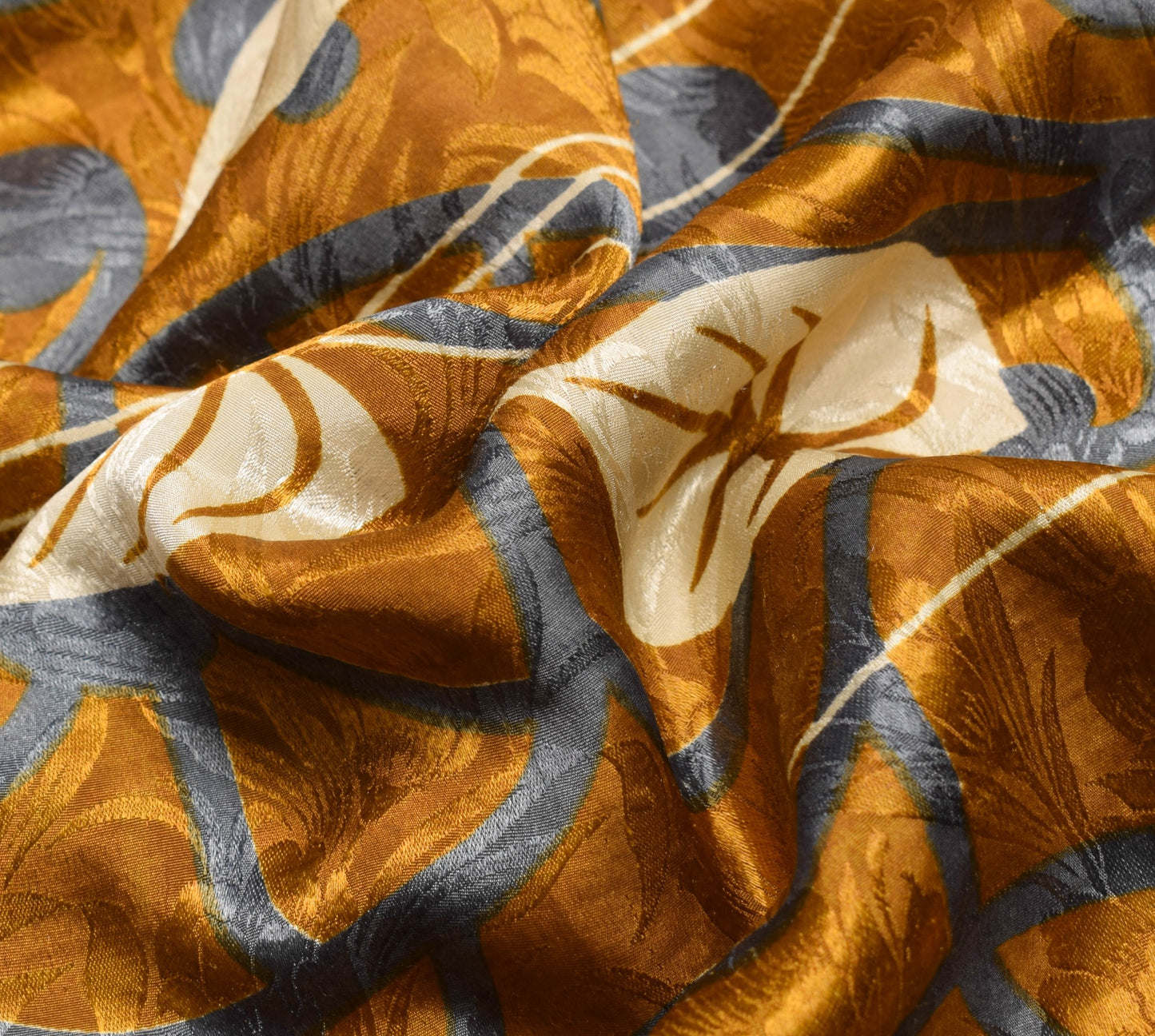 Sushila Vintage Brown Saree Magic Wrap Reversible Skirt Floral Art Silk Beach Dress