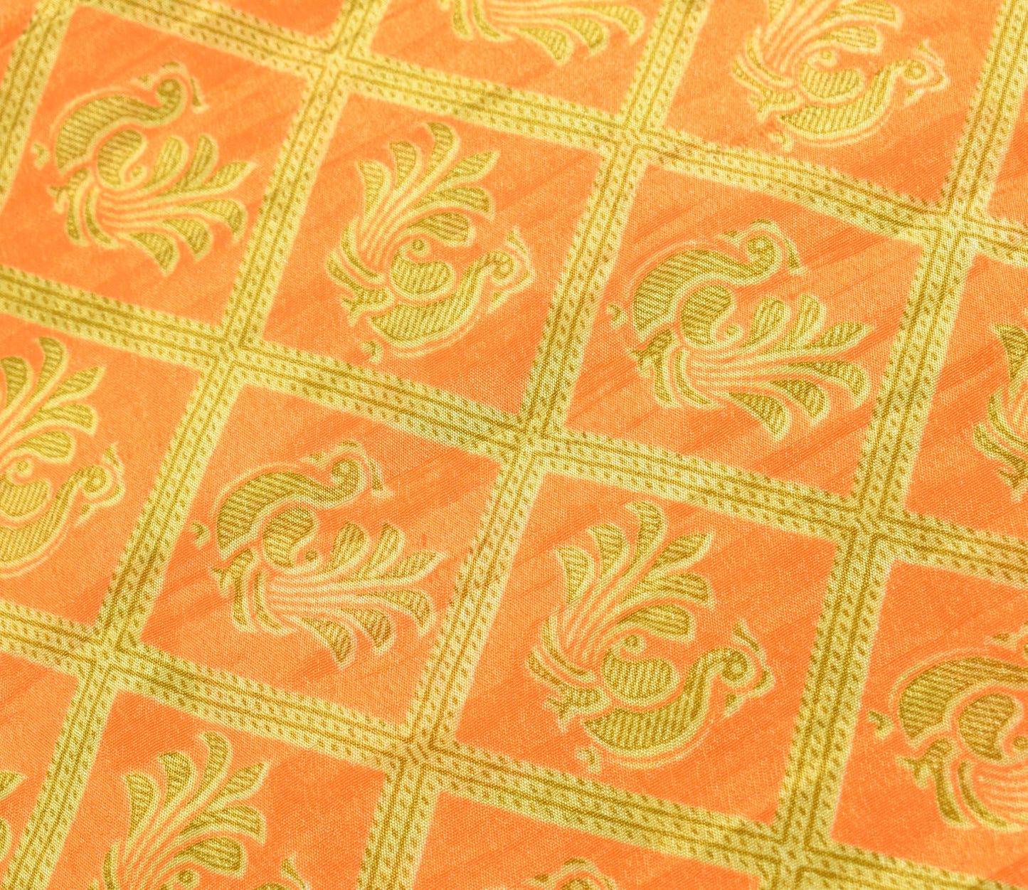 Sushila Vintage Orange Art Silk Saree Magic Wrap Reversible Skirt Beach Dress Hippie