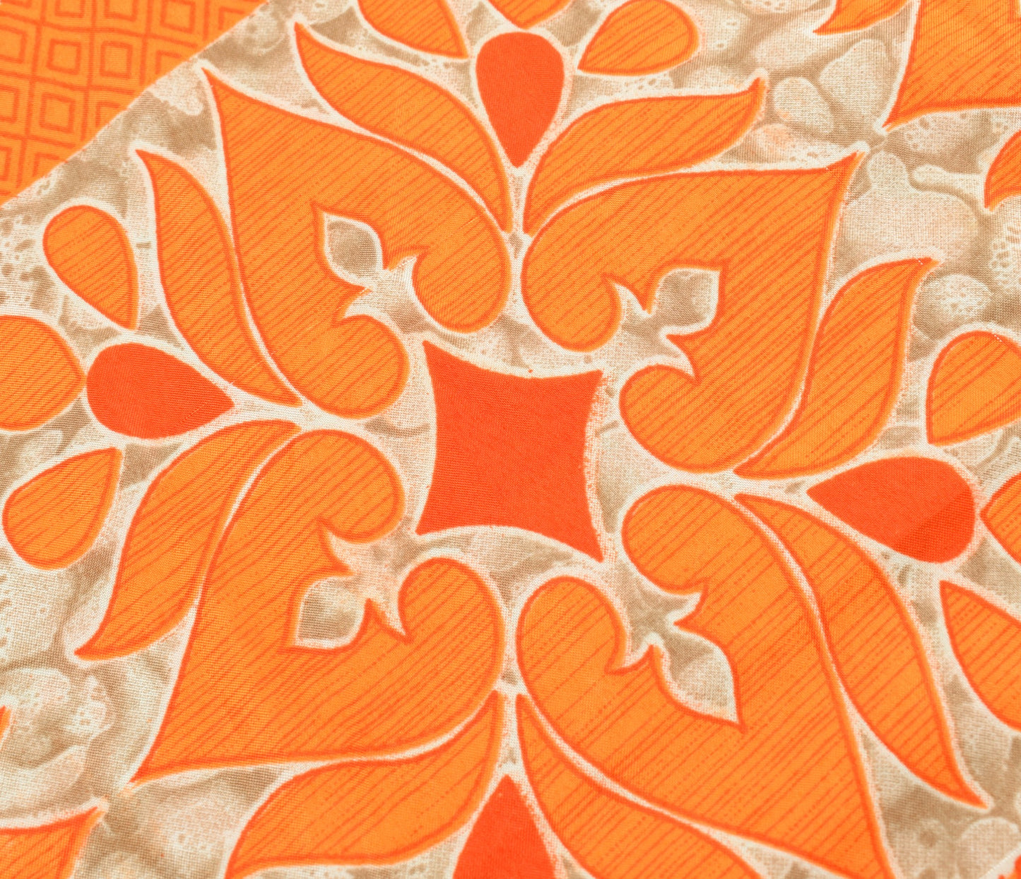 Sushila Vintage Orange Art Silk Saree Magic Wrap Reversible Skirt Beach Dress Hippie