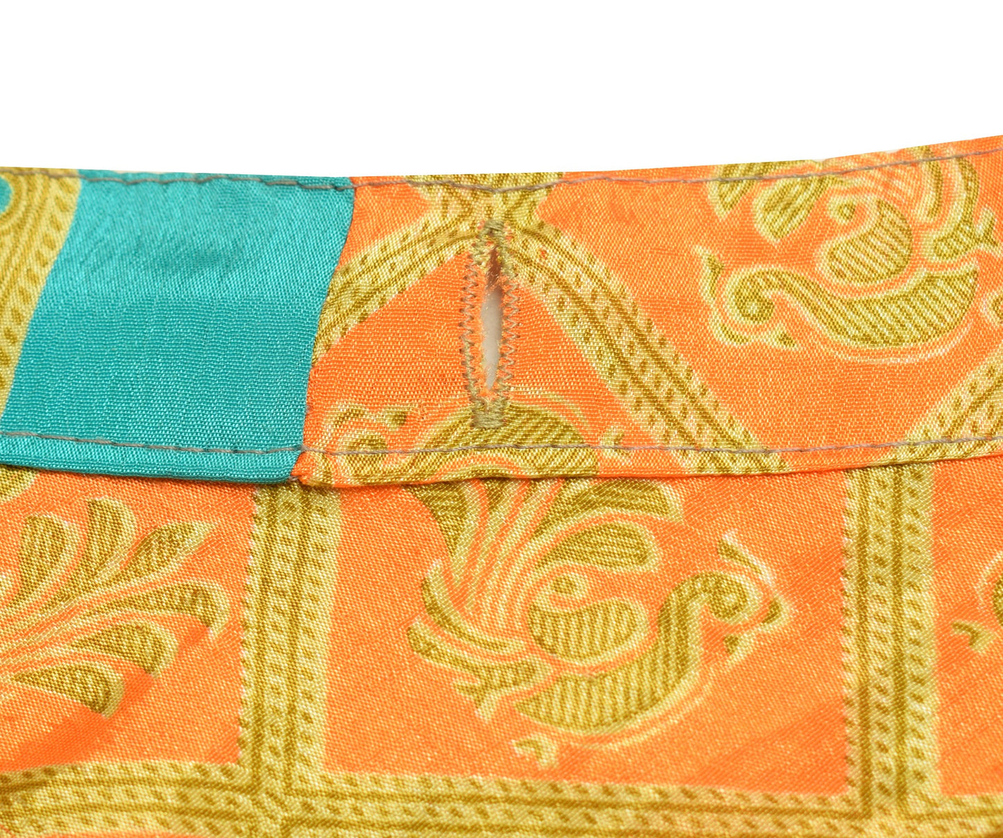 Sushila Vintage Orange Art Silk Saree Magic Wrap Reversible Skirt Beach Dress Hippie