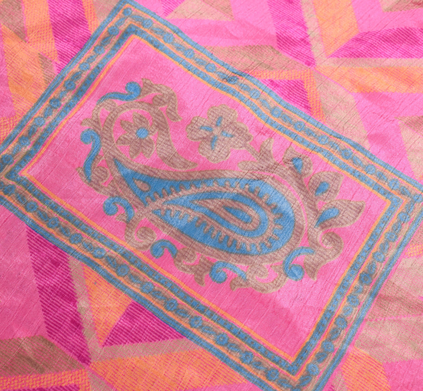 Sushila Vintage Pink Art Silk Saree Magic Wrap Reversible Skirt Beach Dress Boho
