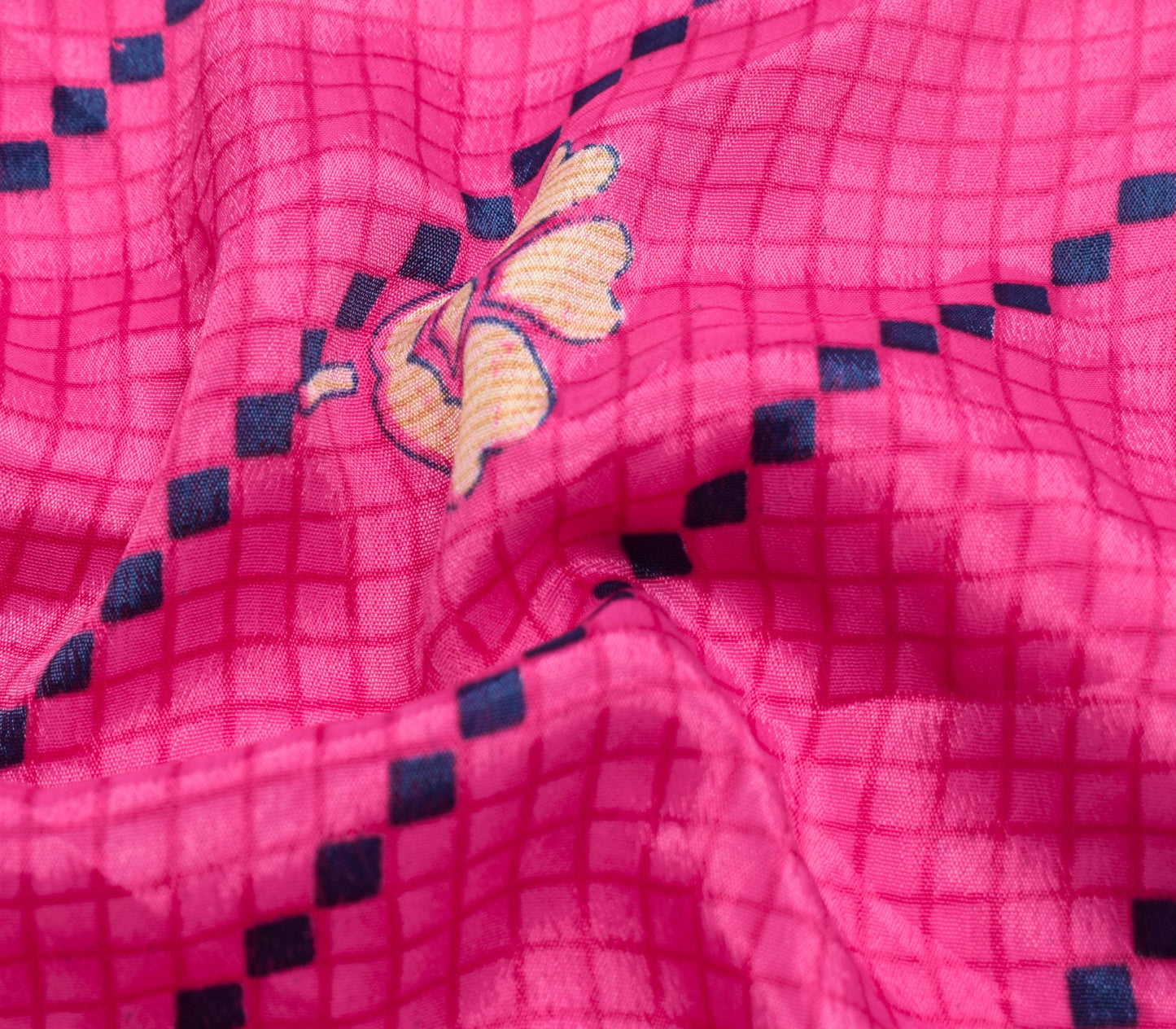 Sushila Vintage Pink Art Silk Saree Magic Wrap Reversible Skirt Beach Dress Hippie