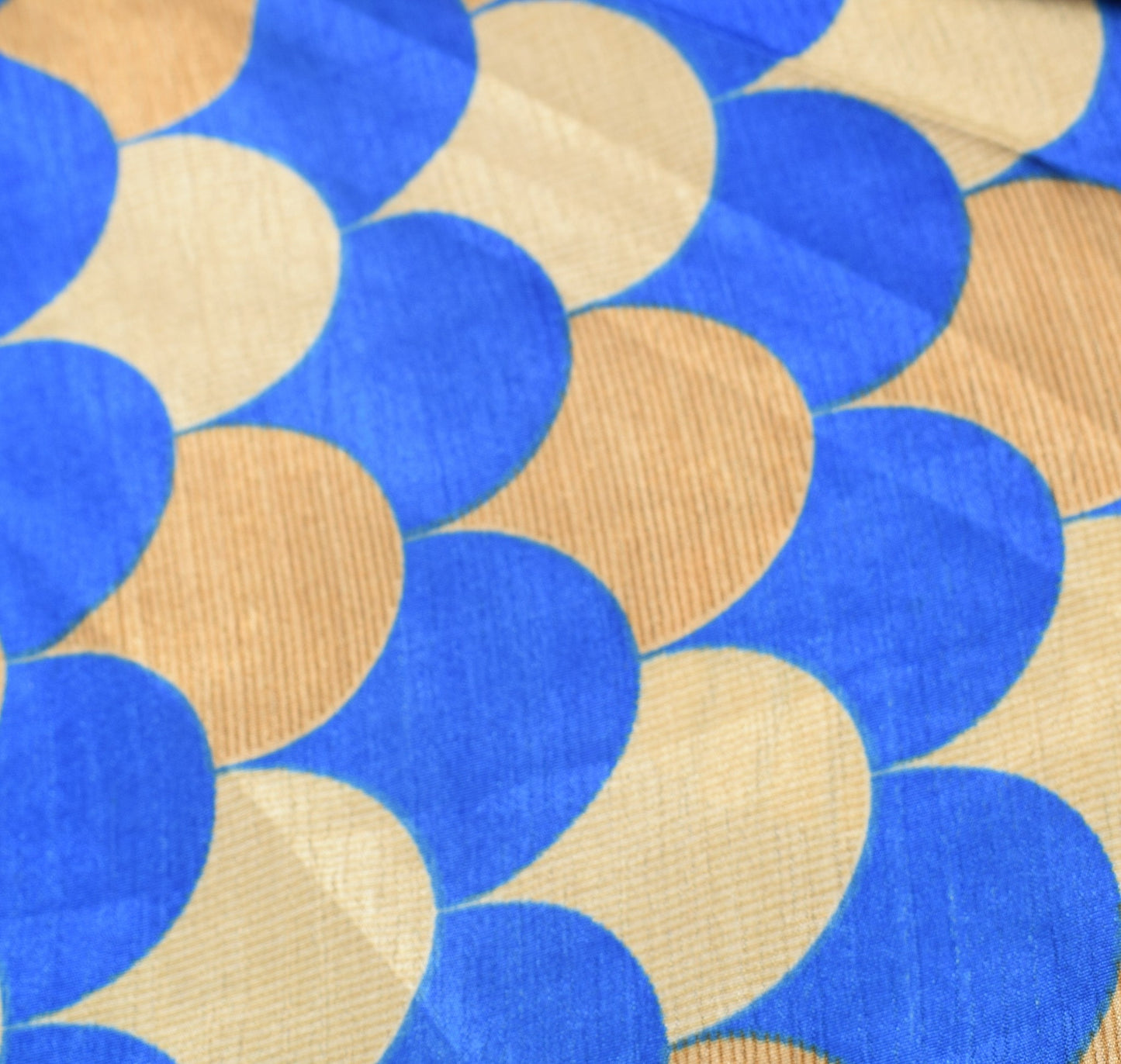 Sushila Vintage Cream Blue Art Silk Saree Magic Wrap Reversible Skirt Beach Dress