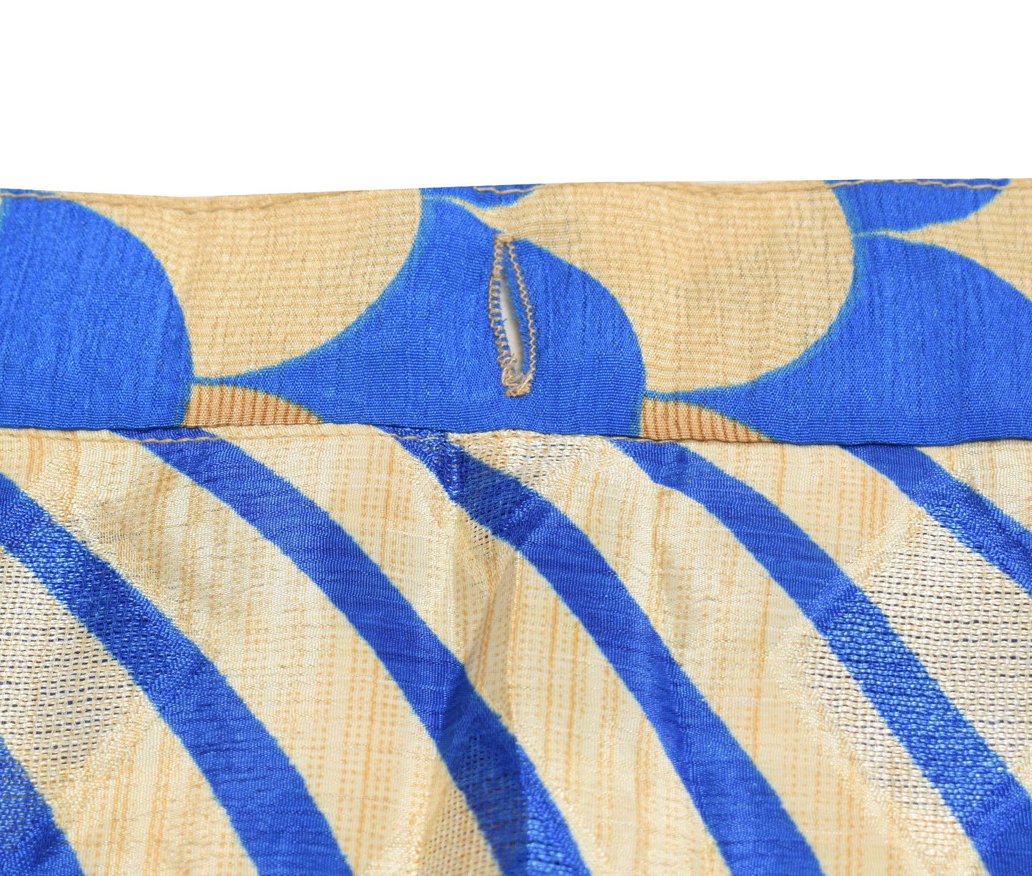 Sushila Vintage Cream Blue Art Silk Saree Magic Wrap Reversible Skirt Beach Dress