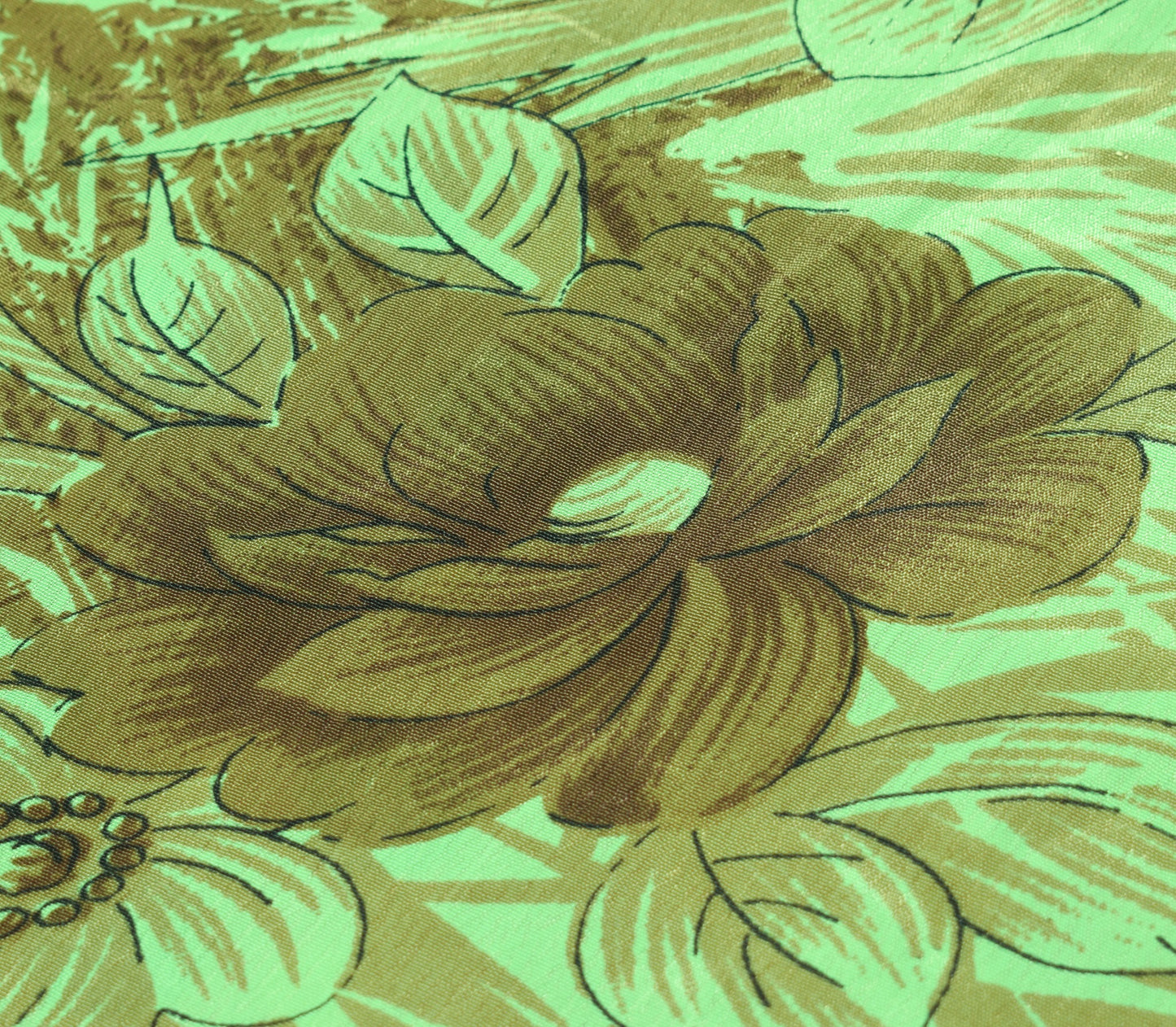 Sushila Vintage Green Art Silk Saree Magic Wrap Reversible Skirt Floral Beach Dress