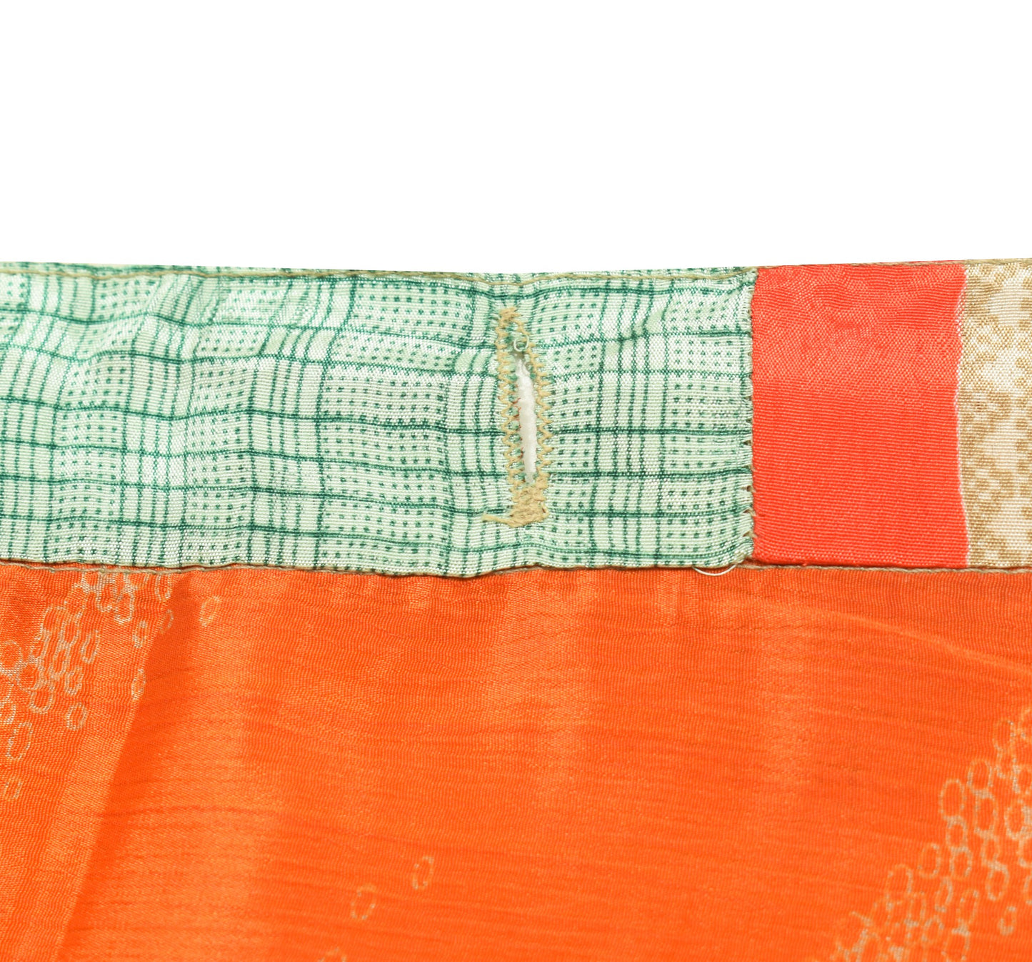 Sushila Vintage Green Saree Magic Wrap Reversible Skirt Orange Art Silk Beach Dress