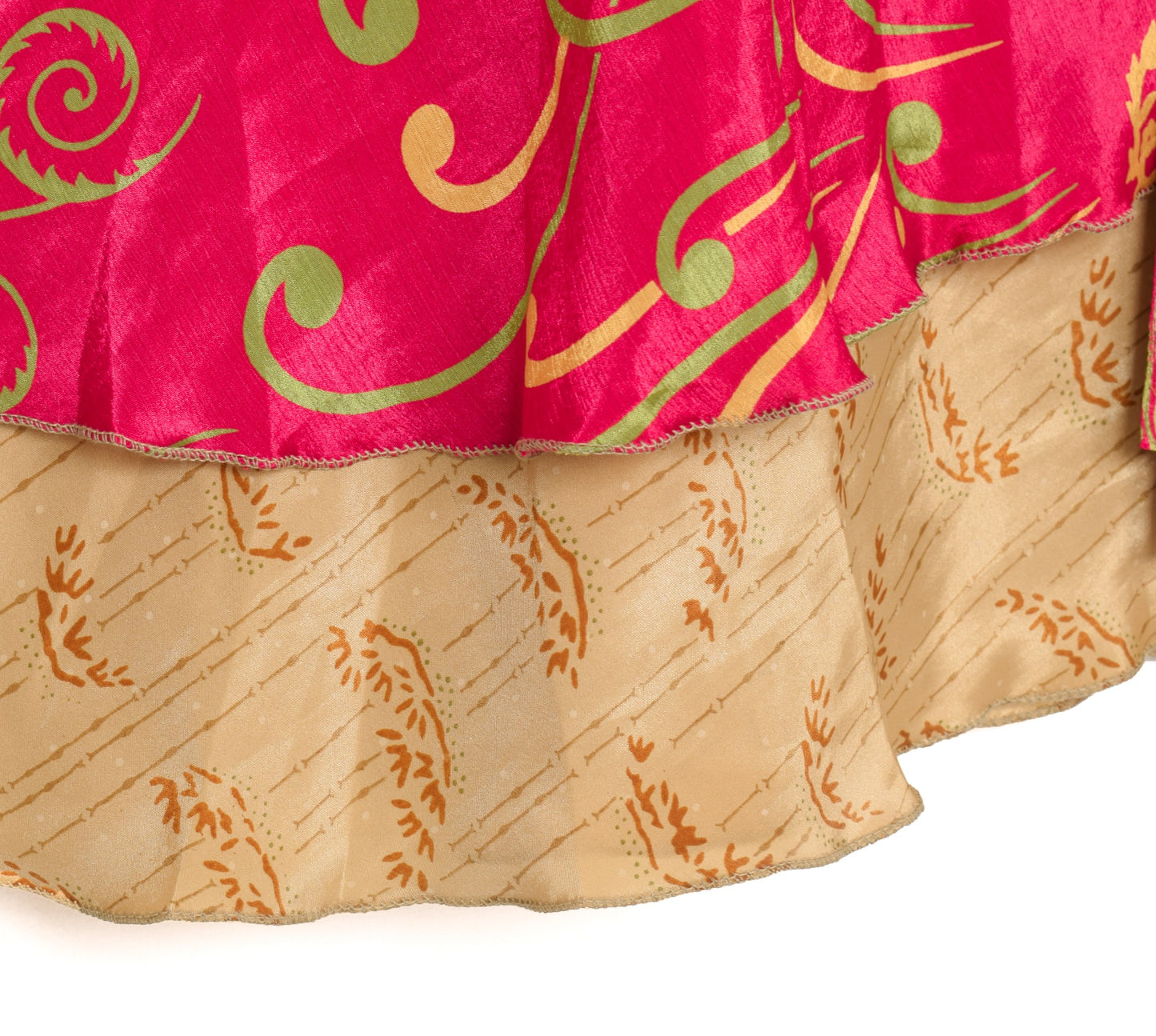 Sushila Vintage Magenta Saree Magic Wrap Reversible Skirt Beach Art Silk Dress Boho