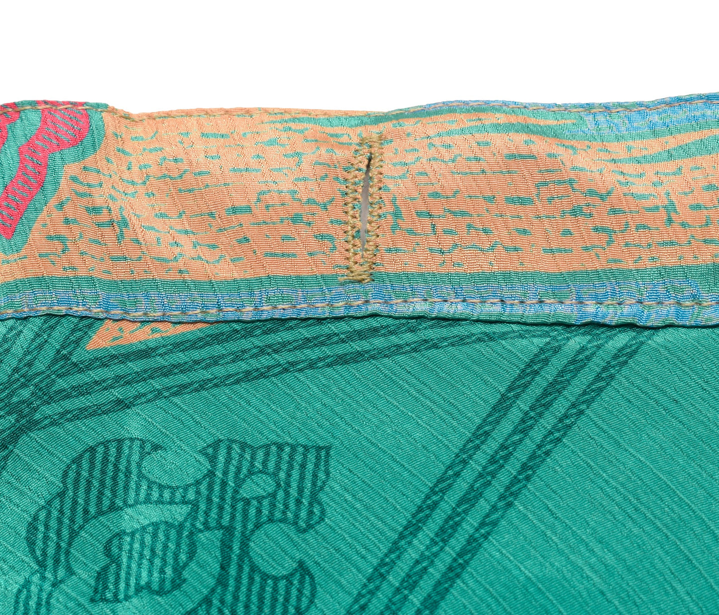 Sushila Vintage Teal Green Saree Magic Wrap Reversible Art Silk Skirt Beach Dress
