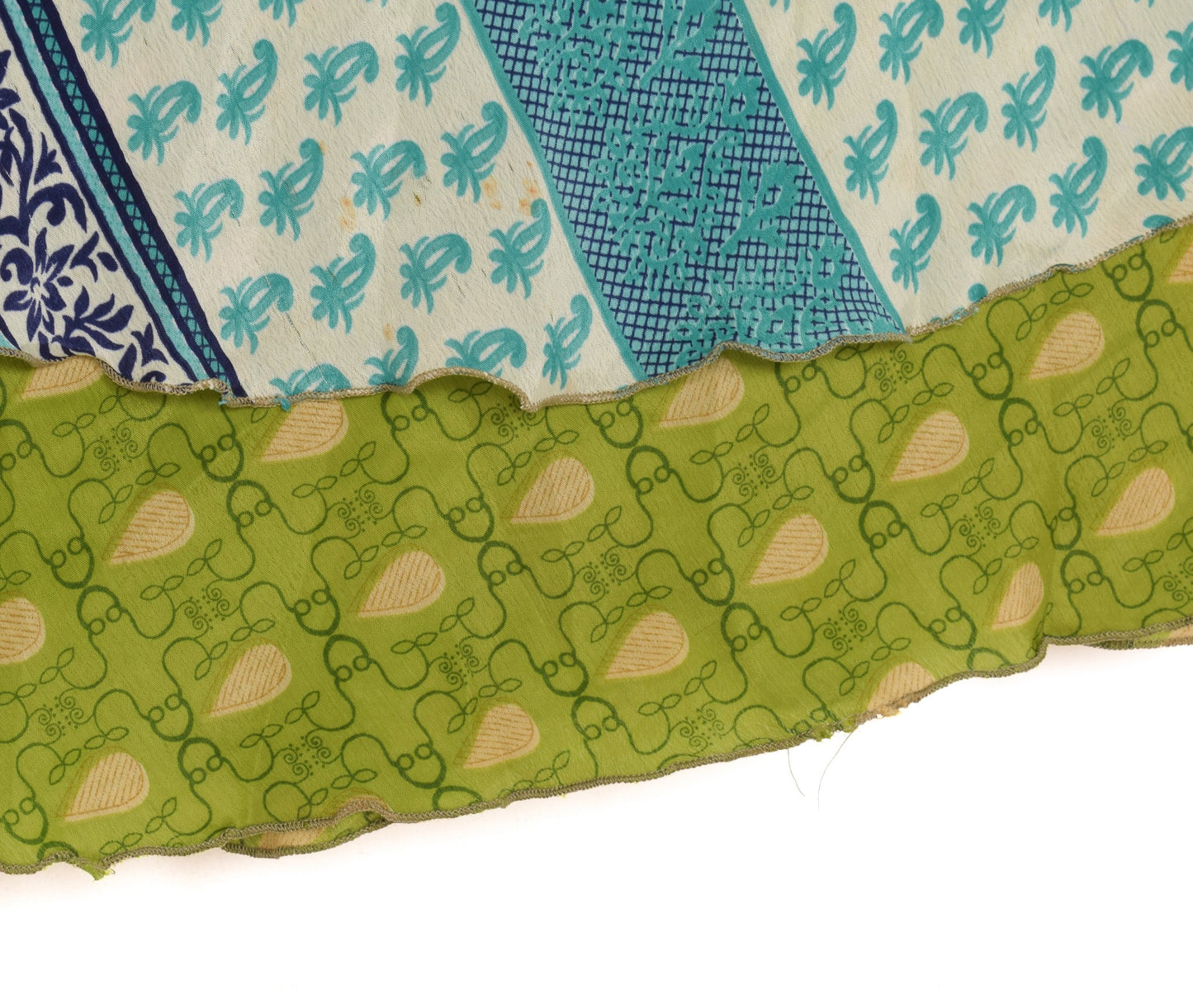 Sushila Vintage Floral Saree Magic Wrap Reversible Skirt Art Silk Green Beach Dress
