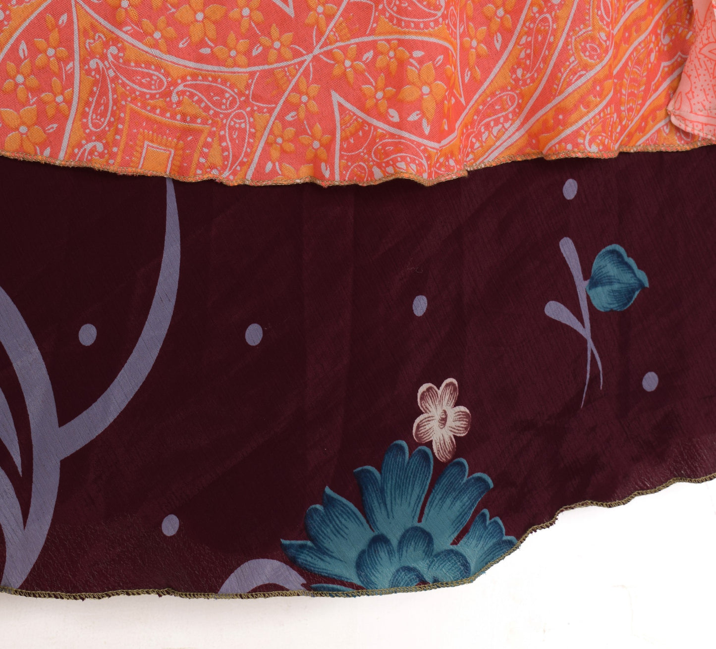 Sushila Vintage Dark Maroon Saree Magic Wrap Reversible Art Silk Skirt Beach Dress