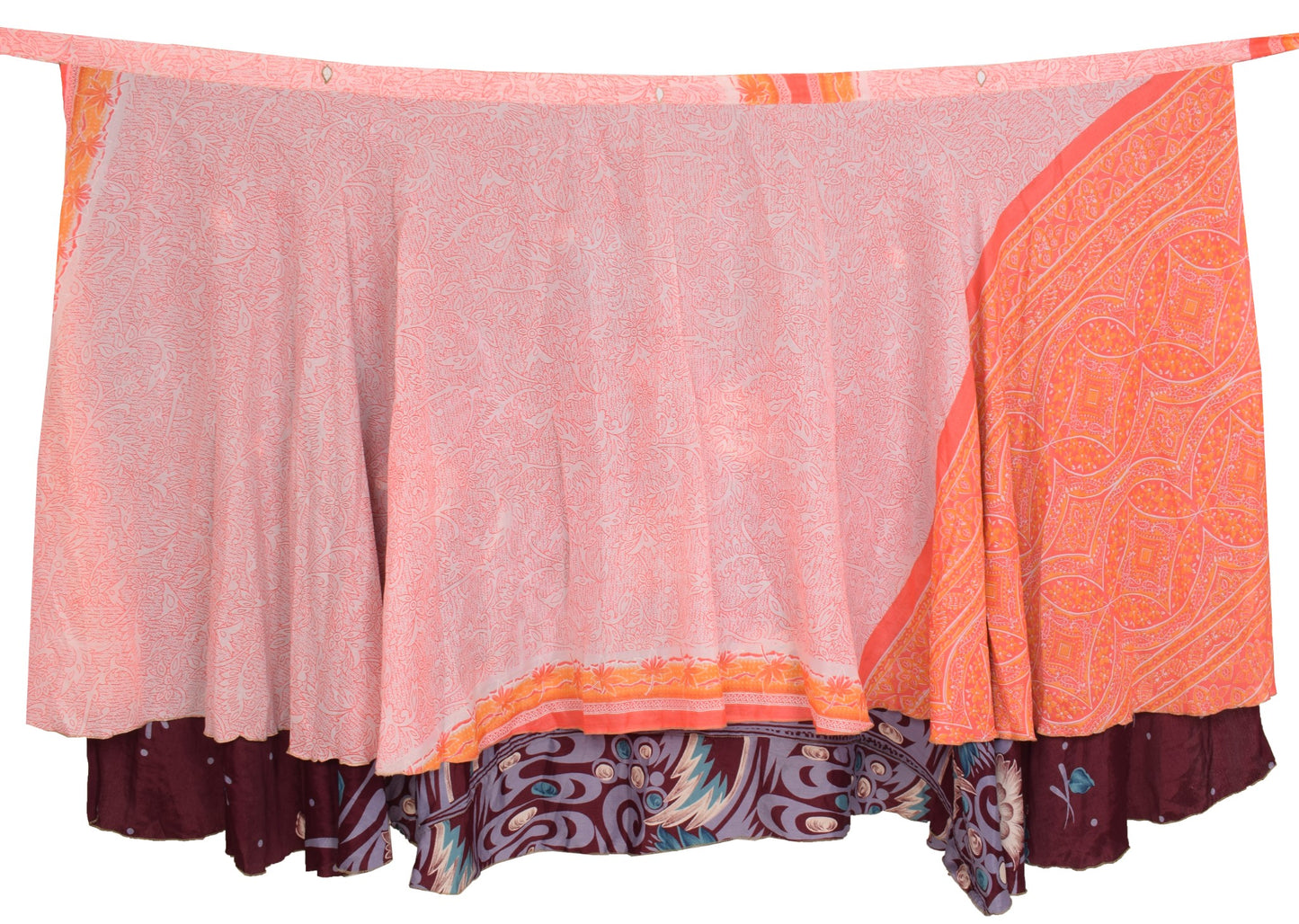Sushila Vintage Dark Maroon Saree Magic Wrap Reversible Art Silk Skirt Beach Dress