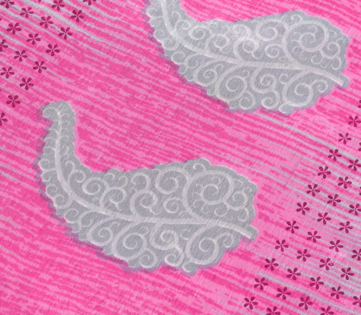Sushila Vintage Pink & Gray Saree Magic Wrap Reversible Art Silk Skirt Beach Dress