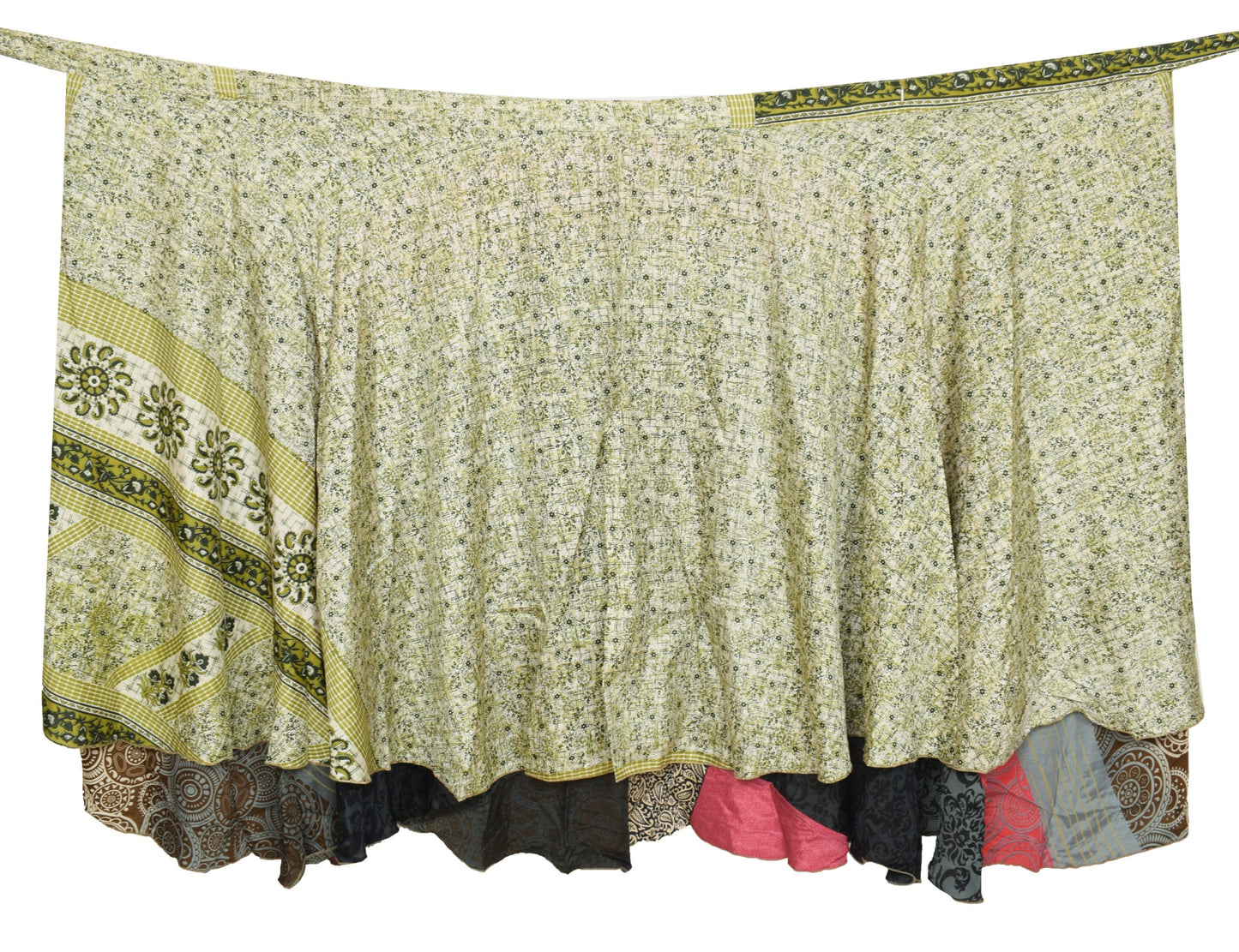 Sushila Vintage Art Silk Saree Magic Wrap Reversible Skirt Beach Dress Hippie