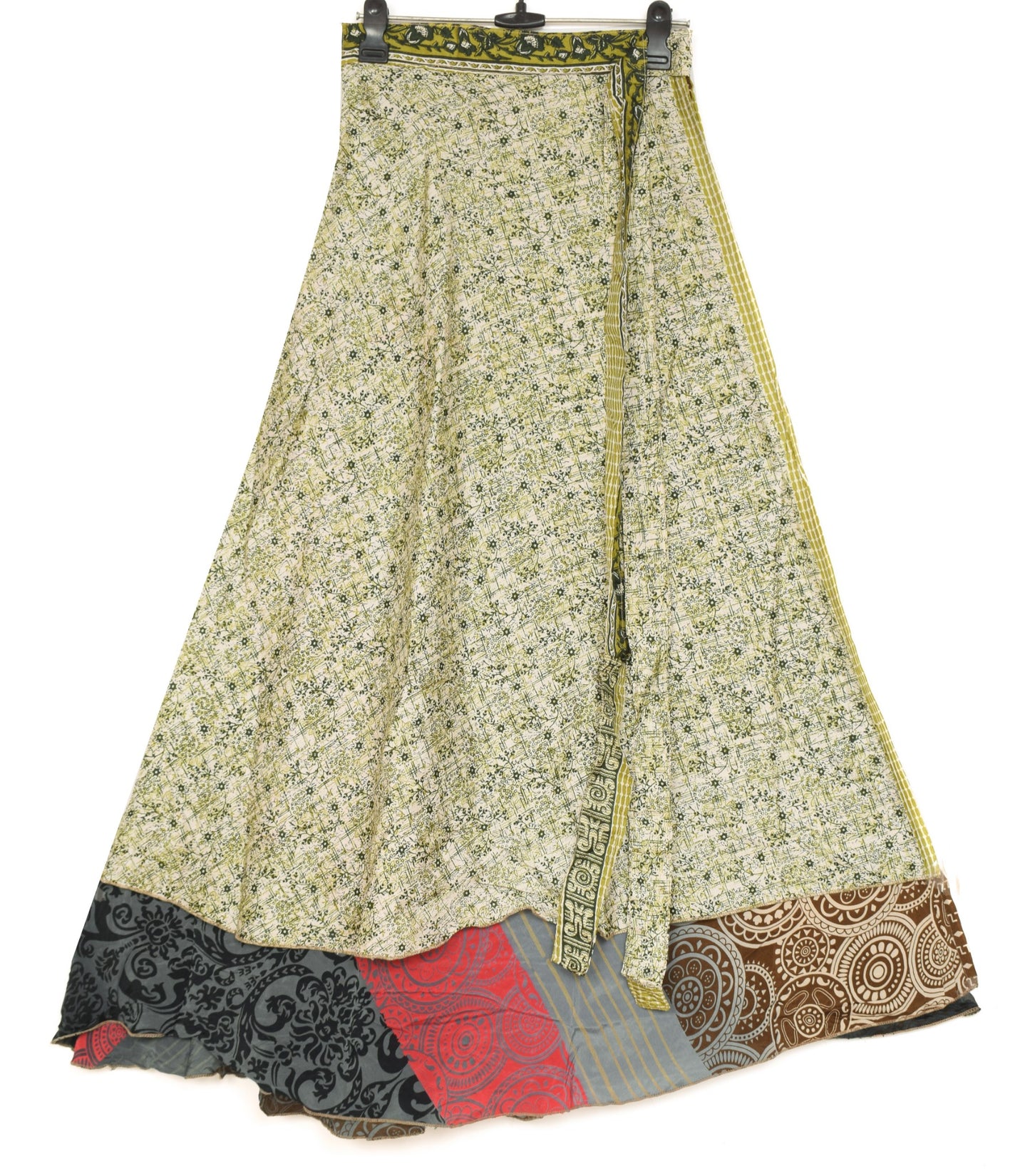 Sushila Vintage Art Silk Saree Magic Wrap Reversible Skirt Beach Dress Hippie