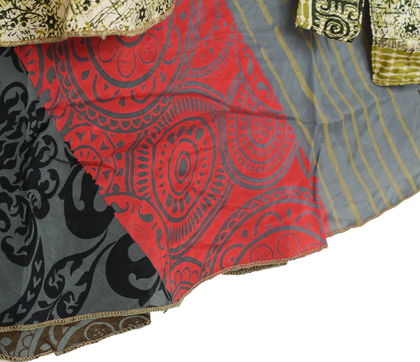 Sushila Vintage Art Silk Saree Magic Wrap Reversible Skirt Beach Dress Hippie