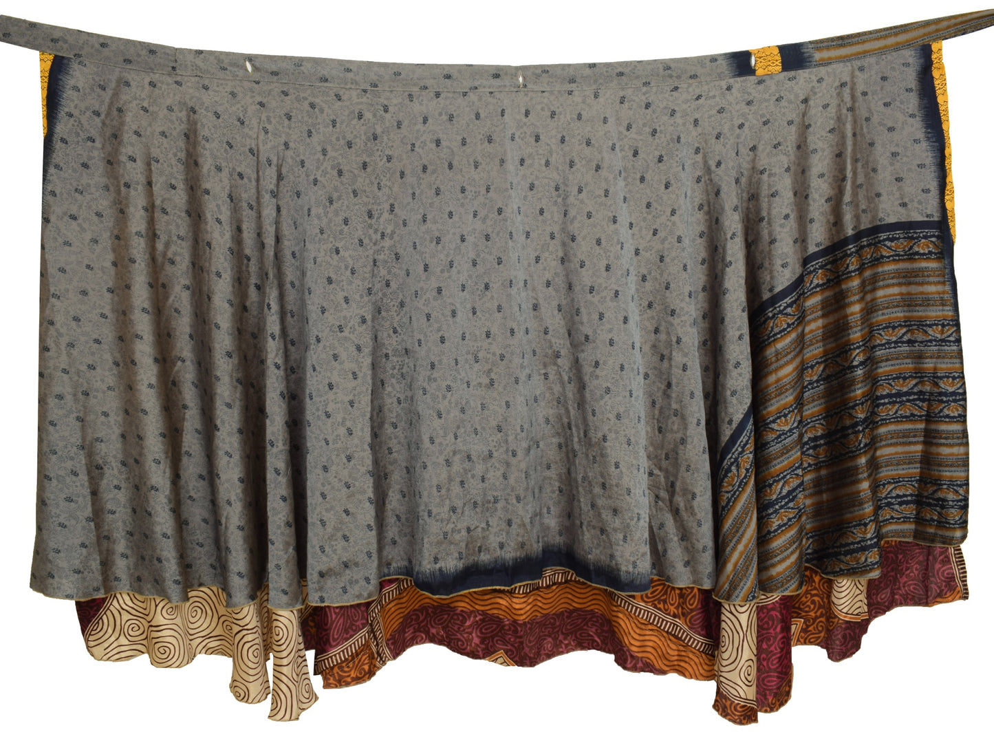 Sushila Vintage Light Brown Silk Saree Magic Wrap Reversible Skirt Beach Dress