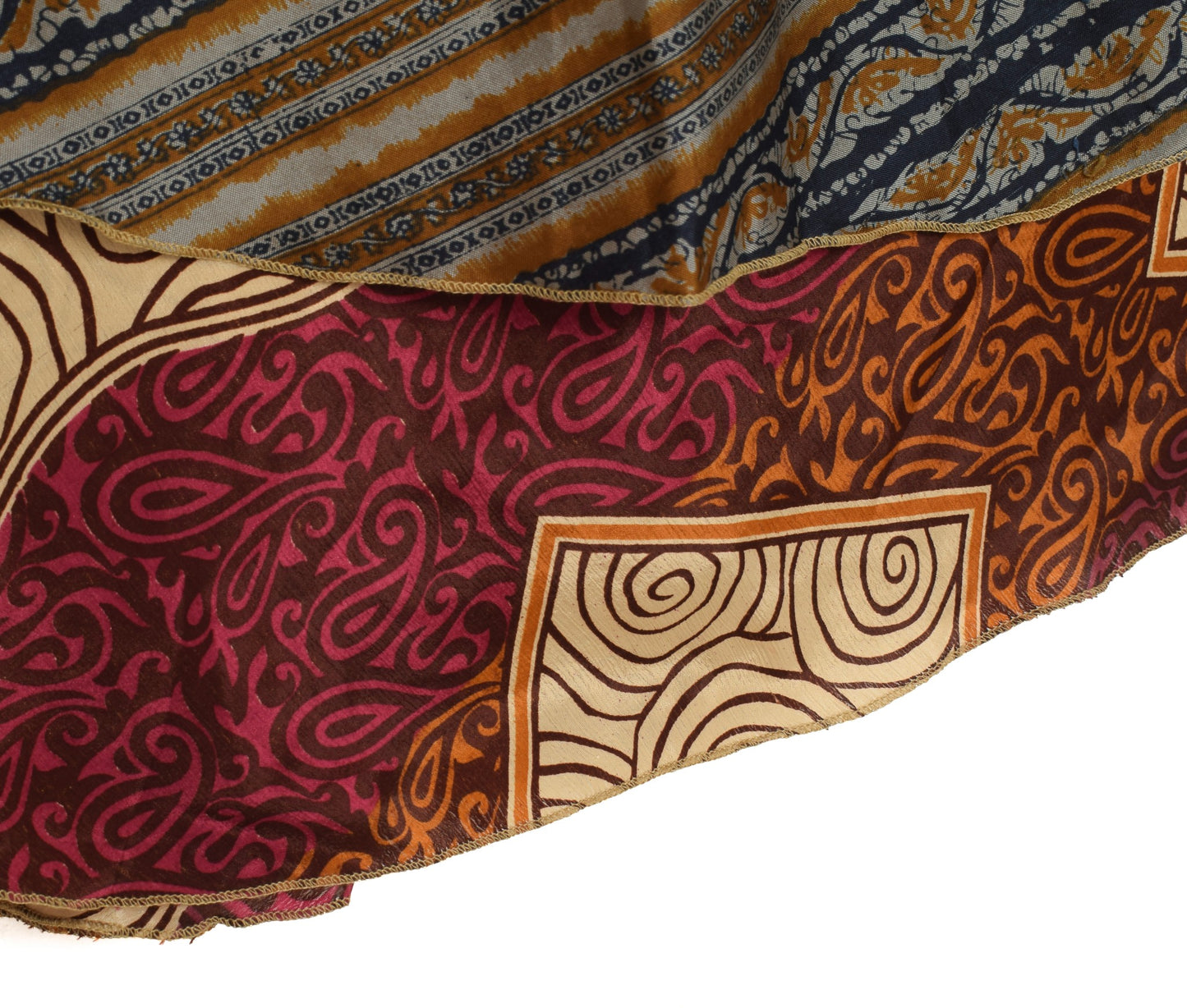 Sushila Vintage Light Brown Silk Saree Magic Wrap Reversible Skirt Beach Dress